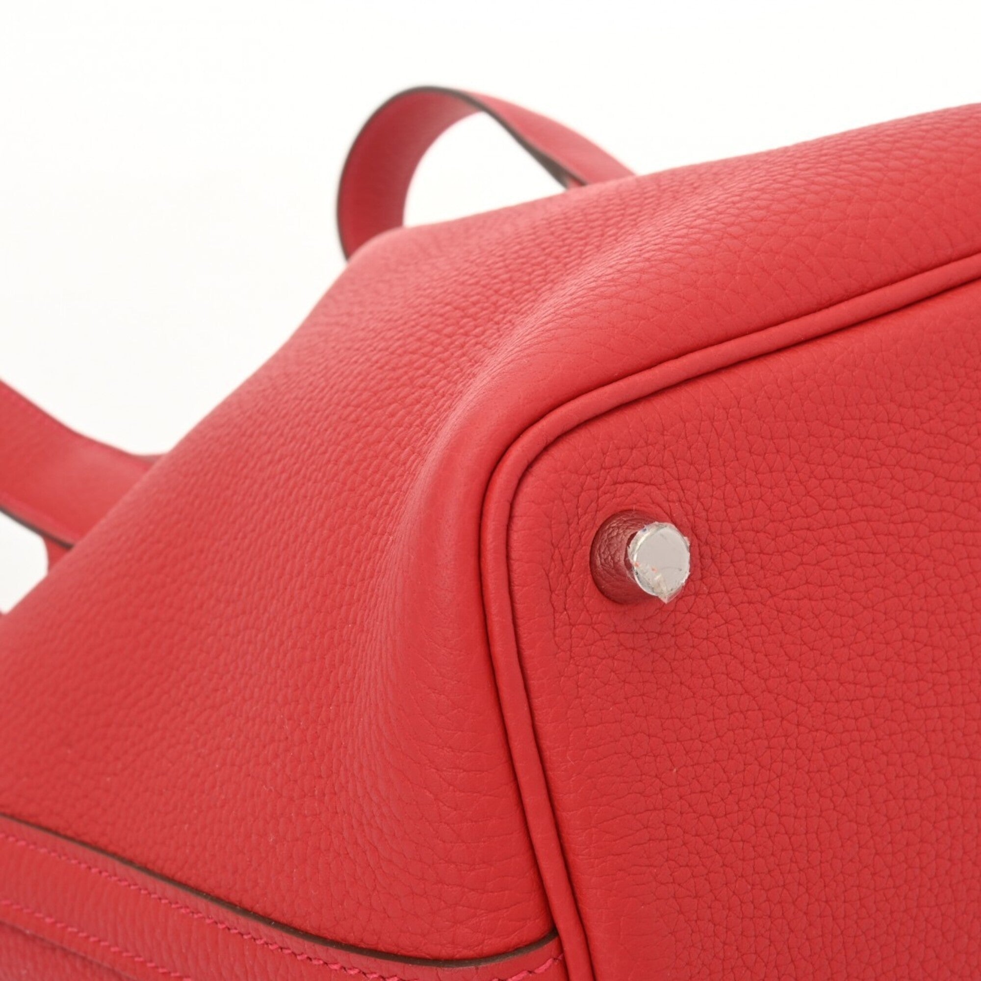 Hermes Rouge Casaque Taurillon Clemence Leather Handbag (Pre-Owned)