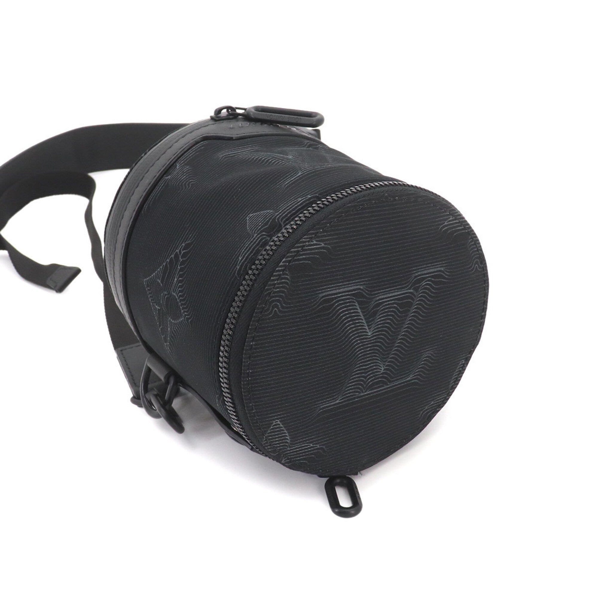 Louis Vuitton Black Gray Nylon Leather Handbag Shoulder Bag (Pre-Owned)
