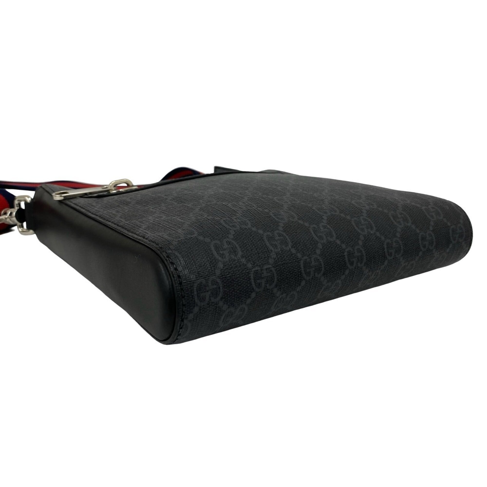 Gucci Black Navy Red Color Leather Elastane Shoulder Bag (Pre-Owned)
