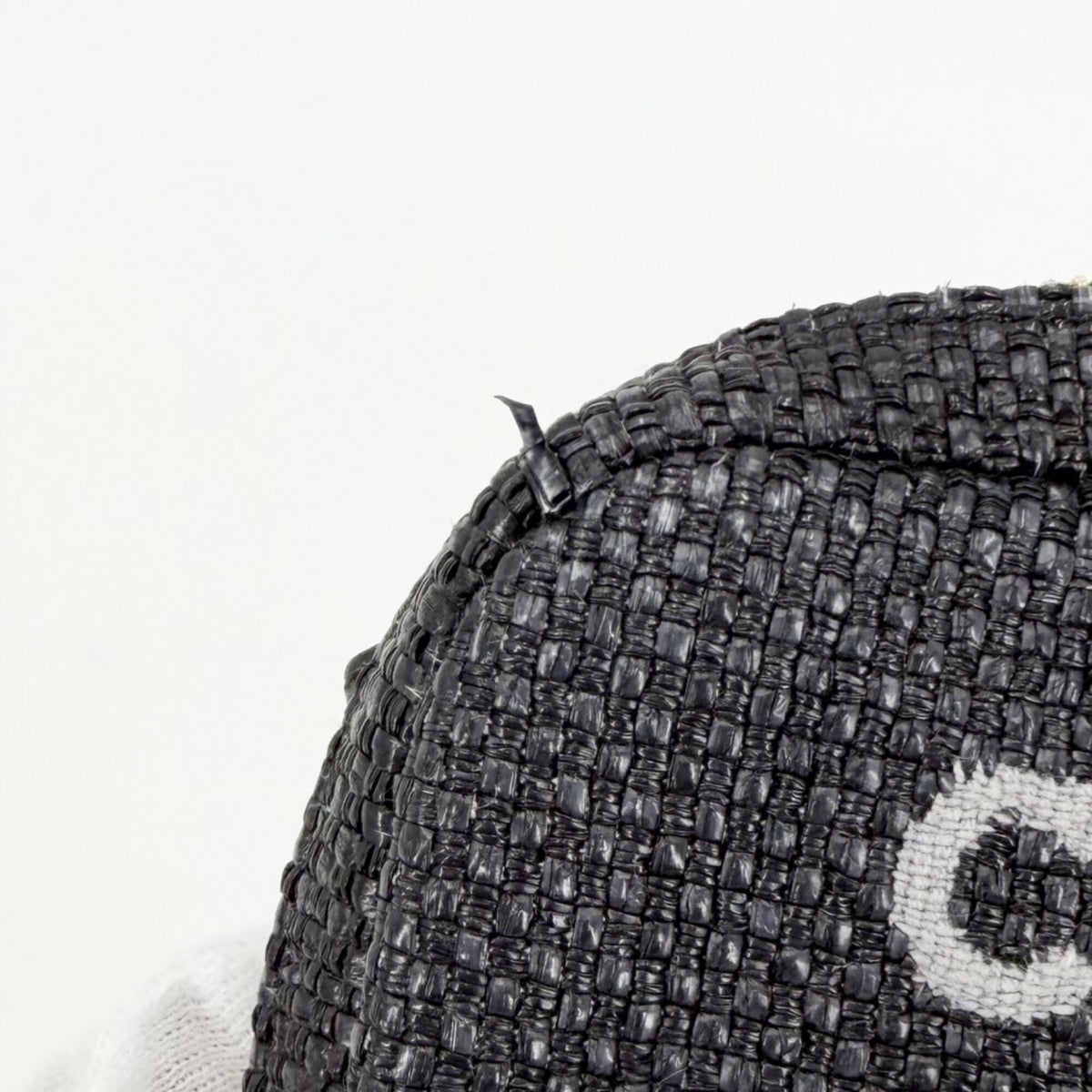 Chanel Black Raffia Leather Pouch (Pre-Owned)