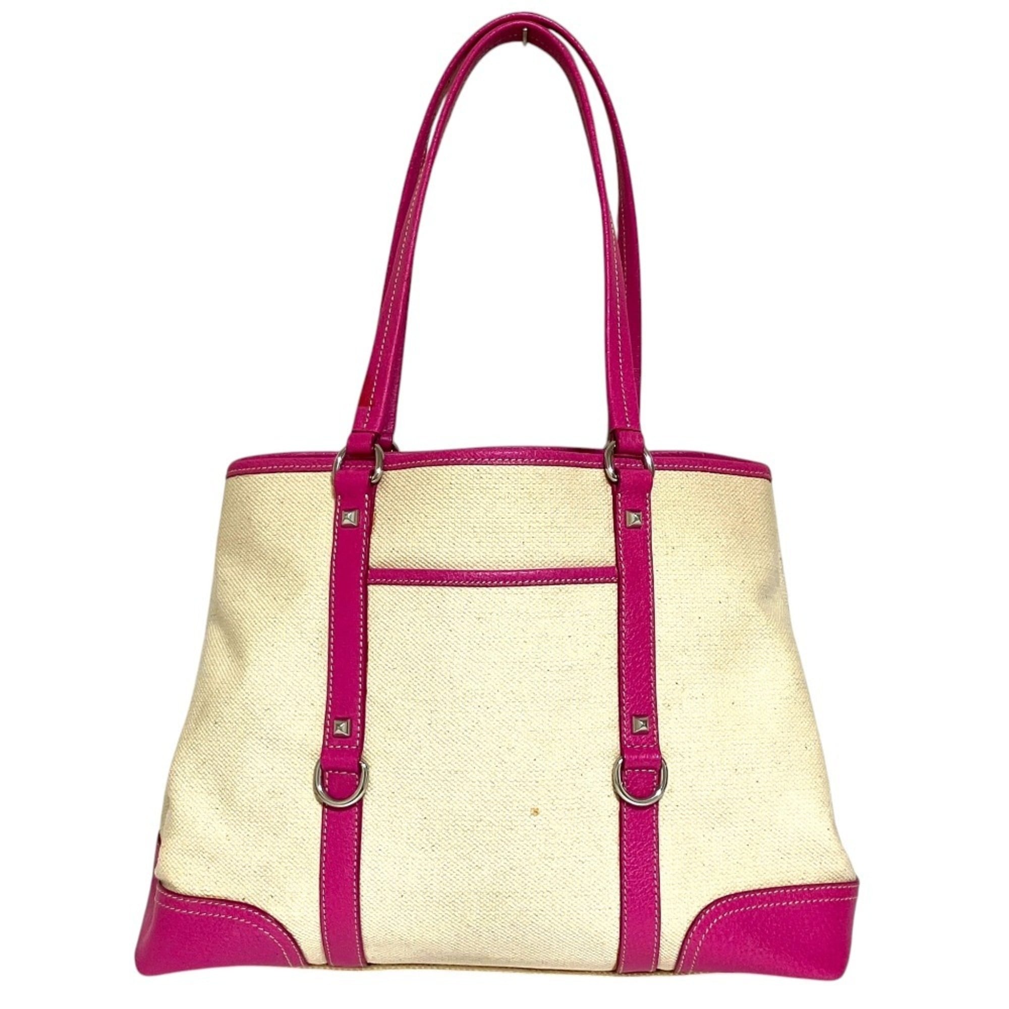 Prada Beige Pink Canvas Tote Bag (Pre-Owned)