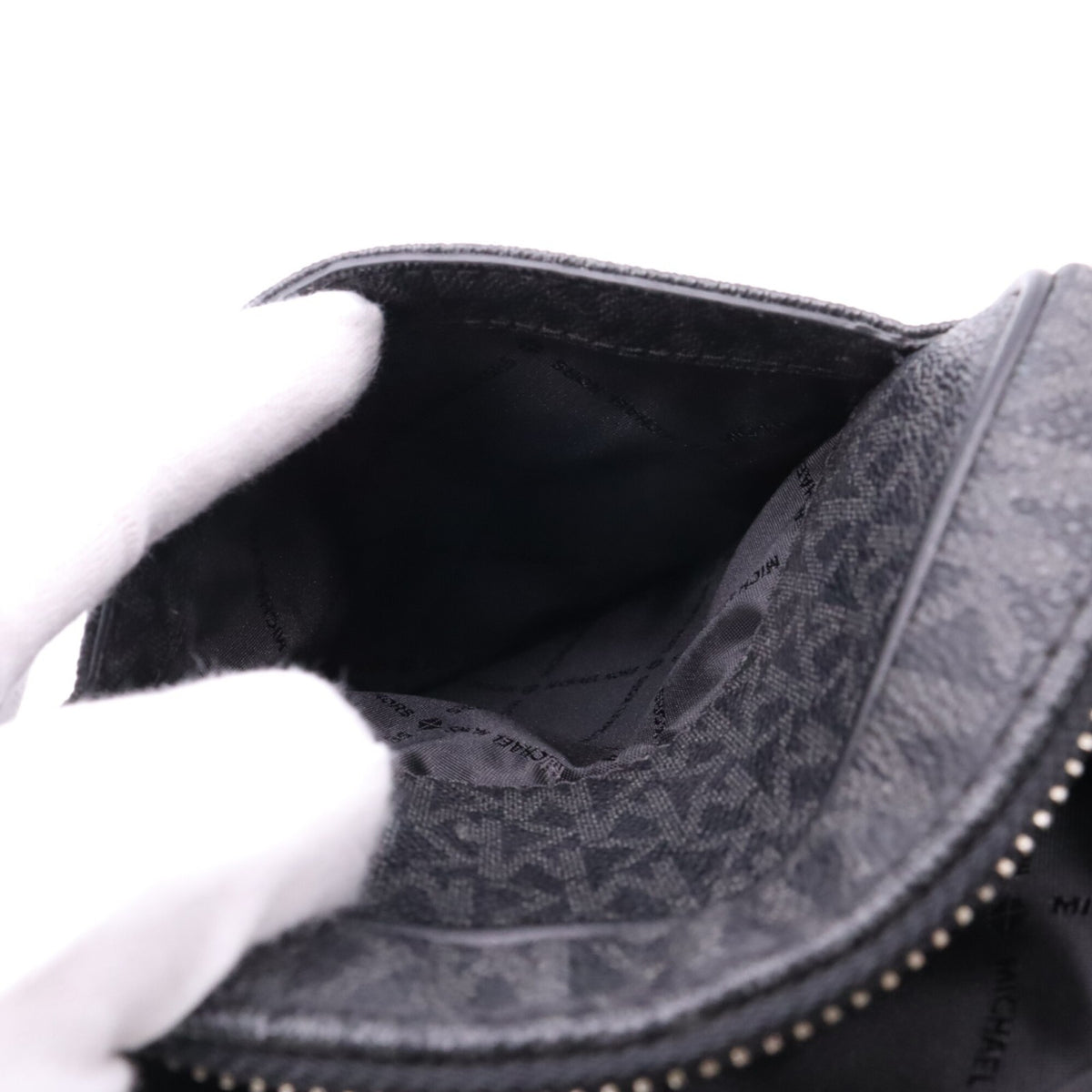 Michael Kors Black Gray Coated Canvas Shoulder Bag (Pre-Owned)