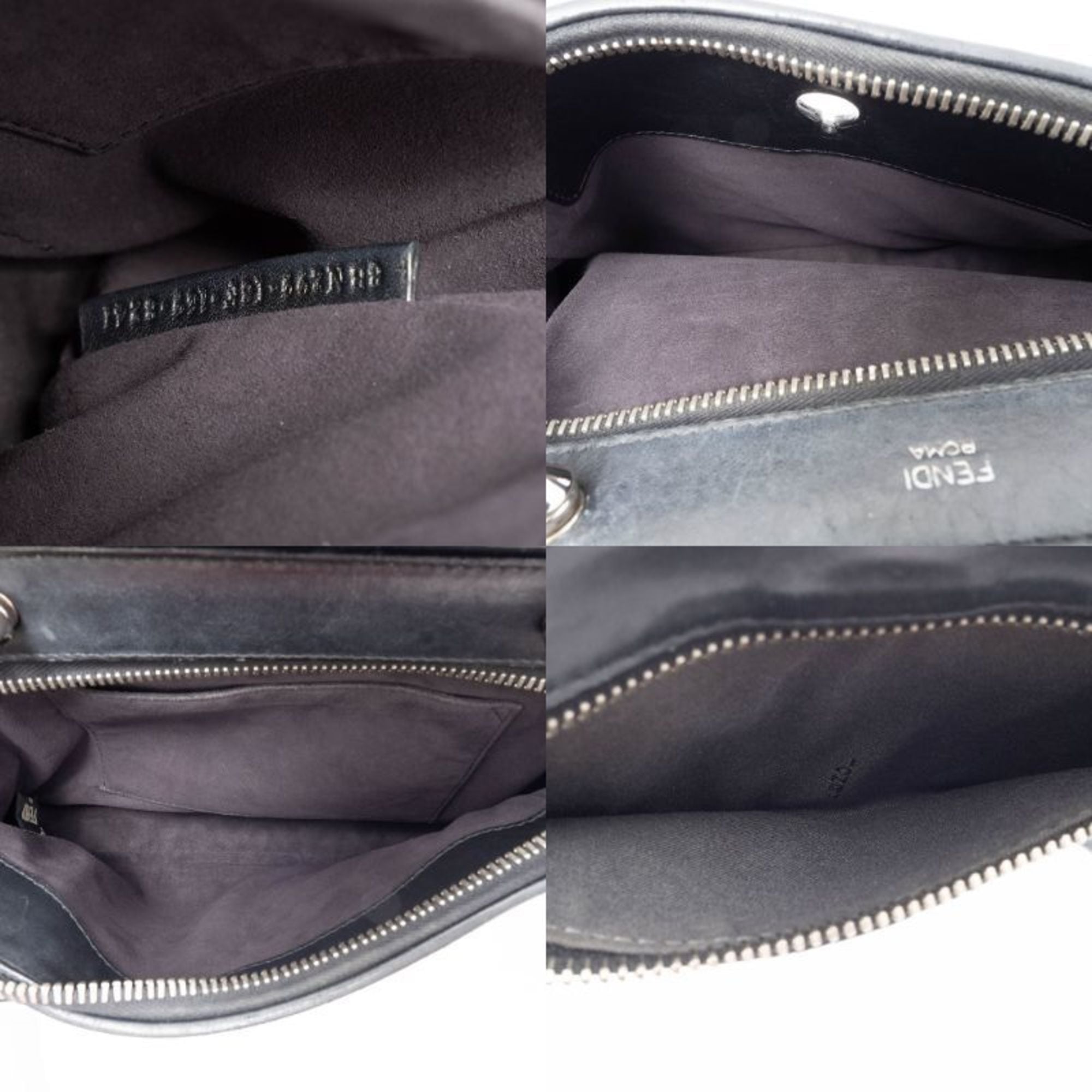 Fendi Dotcom Black Leather Shoulder Bag (Pre-Owned)
