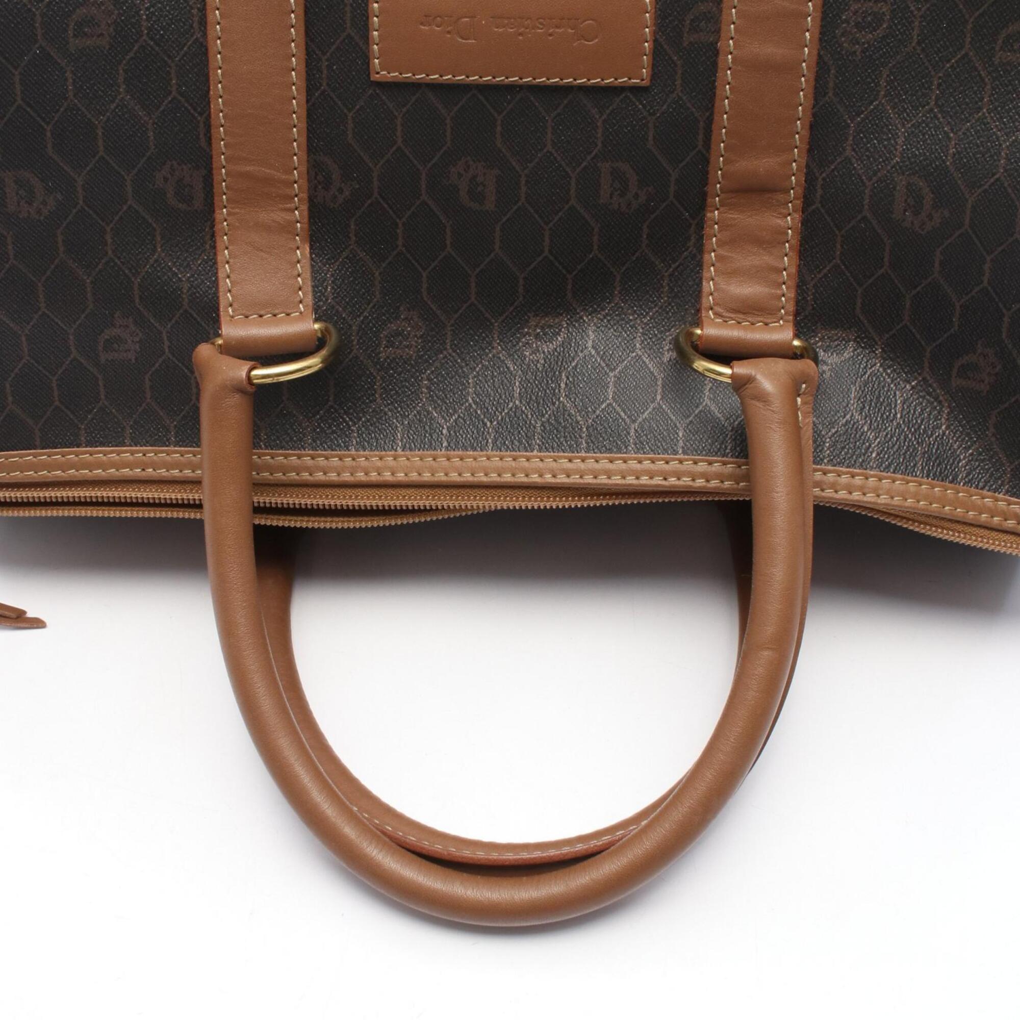 Christian Dior Brown Pvc Leather Boston Bag Handbag (Pre-Owned)