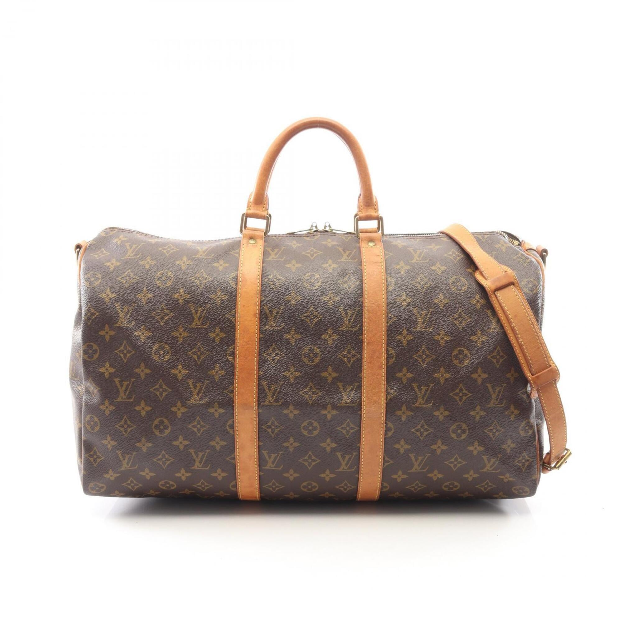 Louis Vuitton Brown Coated Canvas Leather Boston Bag Handbag (Pre-Owned)