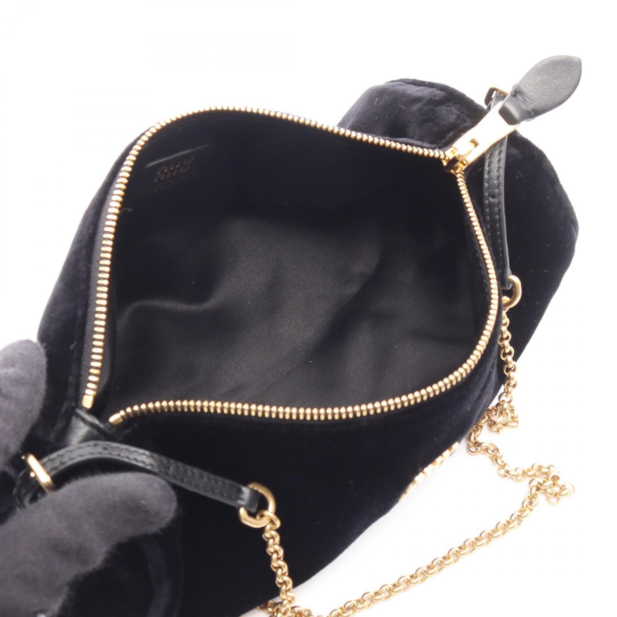 Miu Miu Black Fabric Leather Handbag Pouch Shoulder Bag (Pre-Owned)