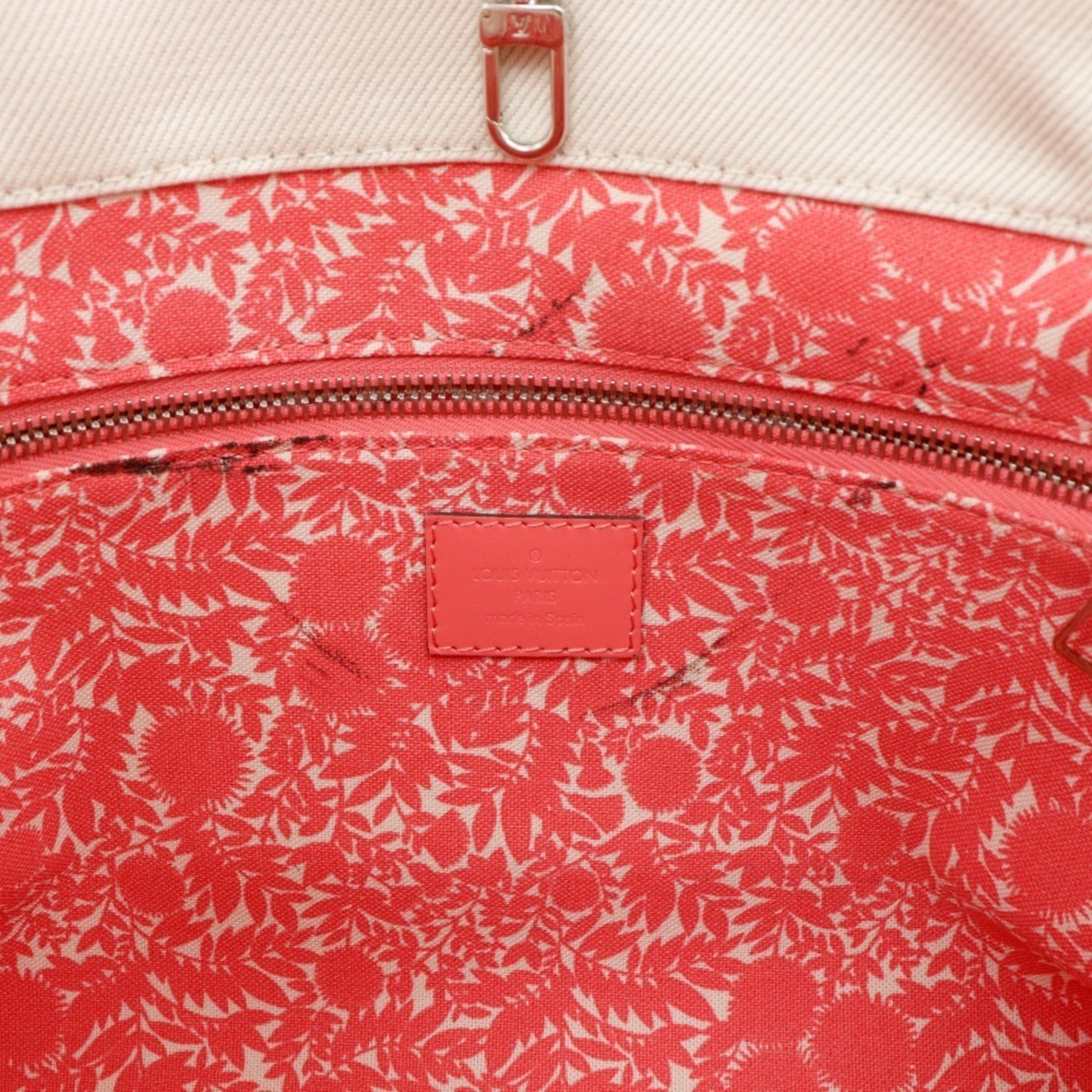 Louis Vuitton Corail Ivory Pink White Canvas Tote Bag (Pre-Owned)