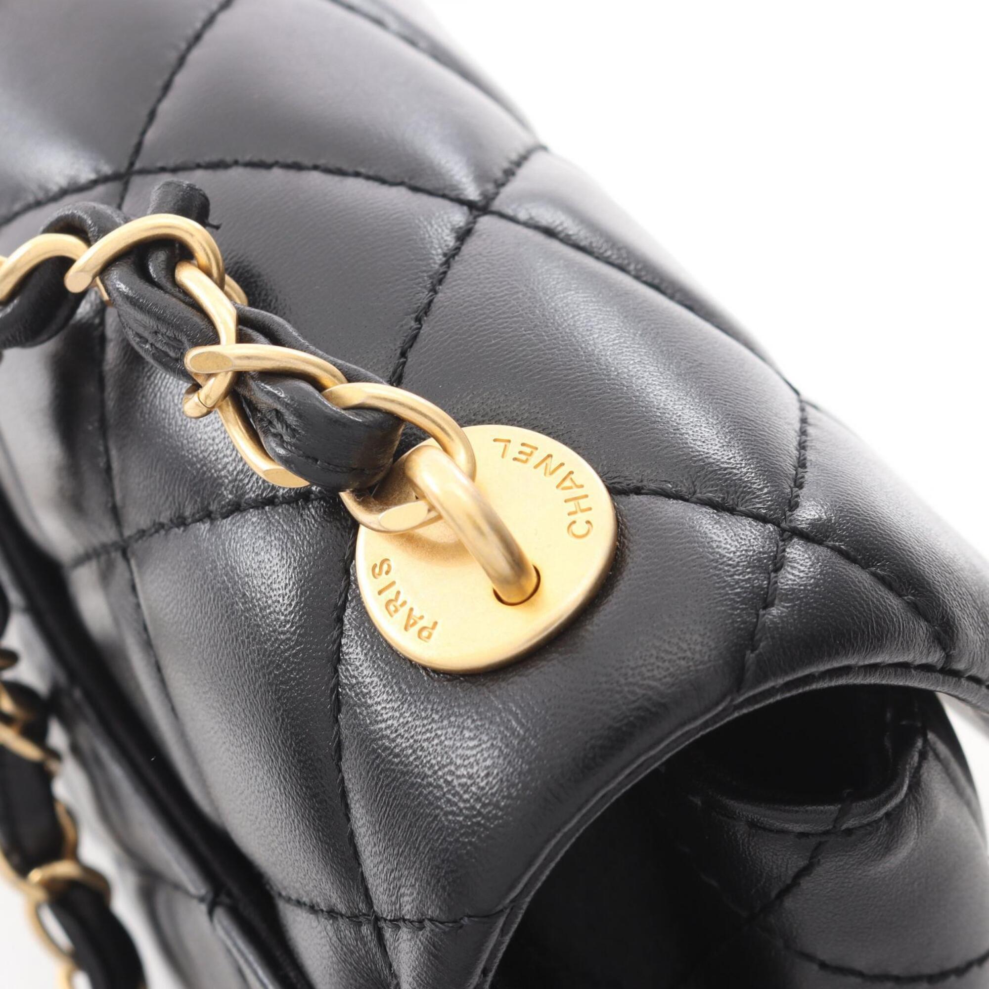 Chanel Black Leather Handbag Shoulder Bag (Pre-Owned)