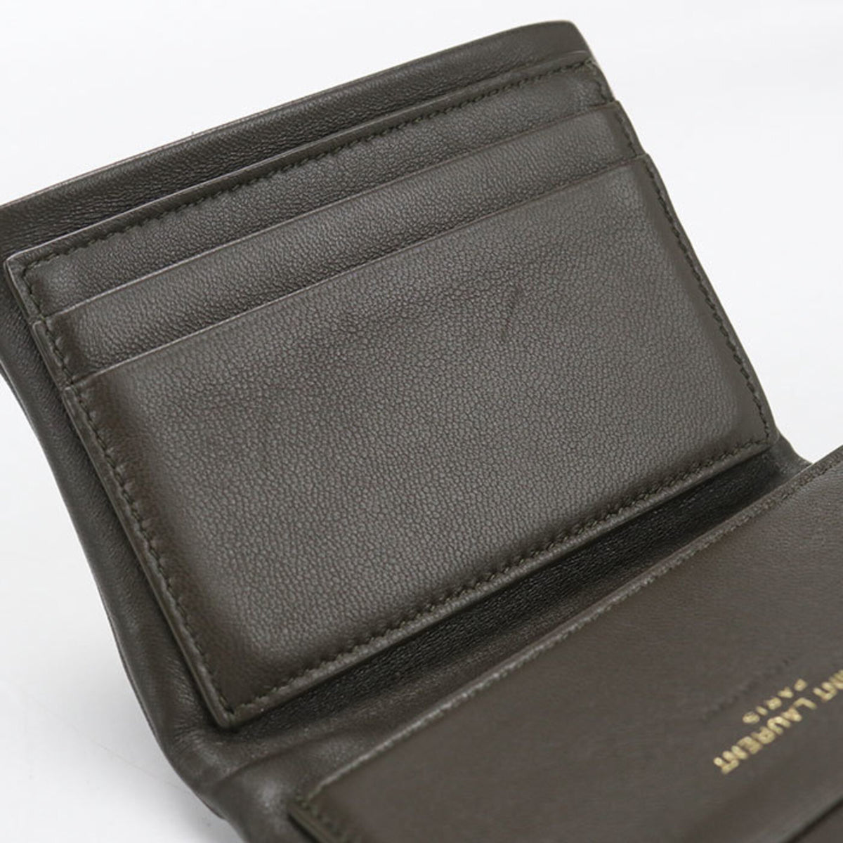 Saint Laurent Gray Leather Wallet (Tri-Fold) (Pre-Owned)