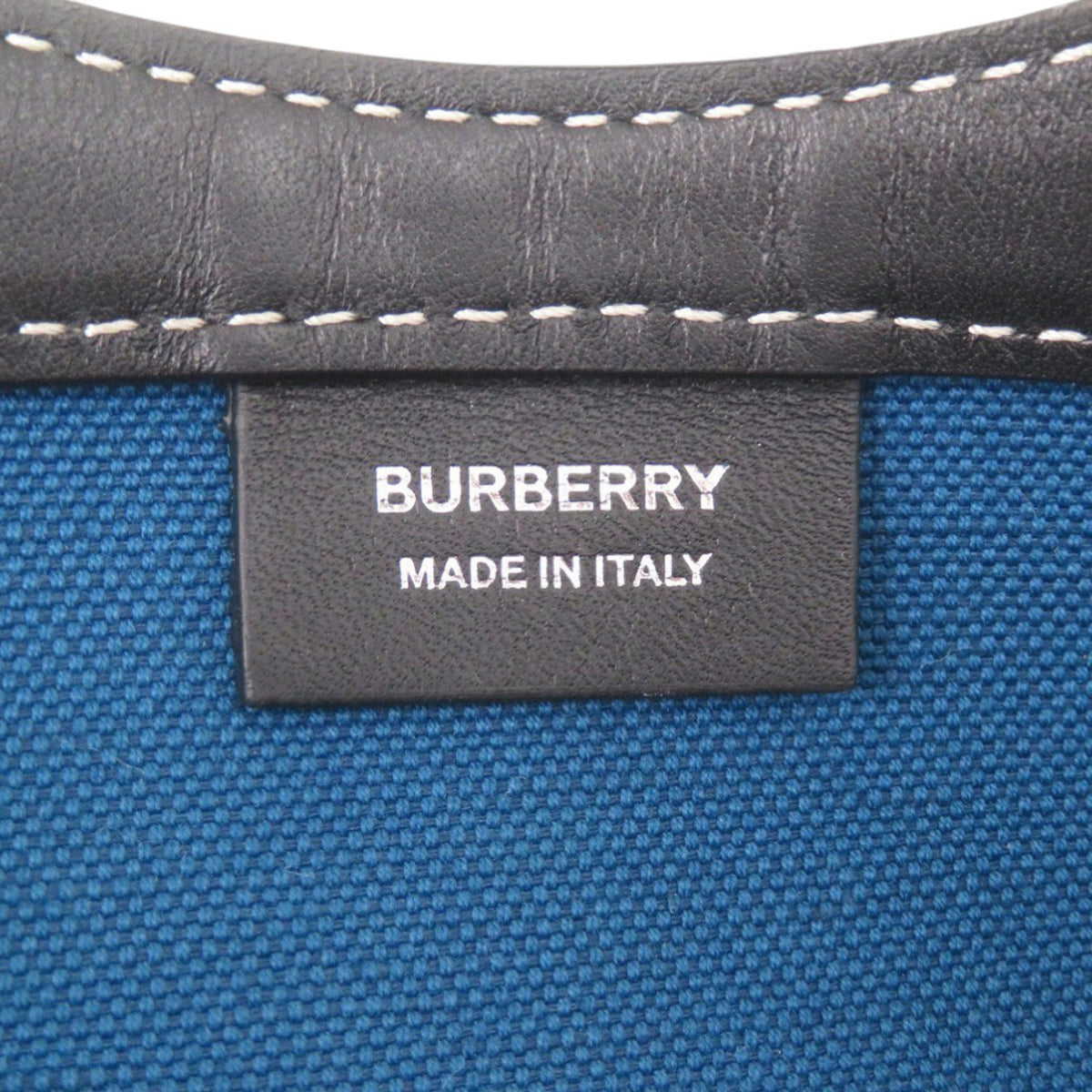 Burberry Black Blue Canvas Leather Shoulder Bag (Pre-Owned)