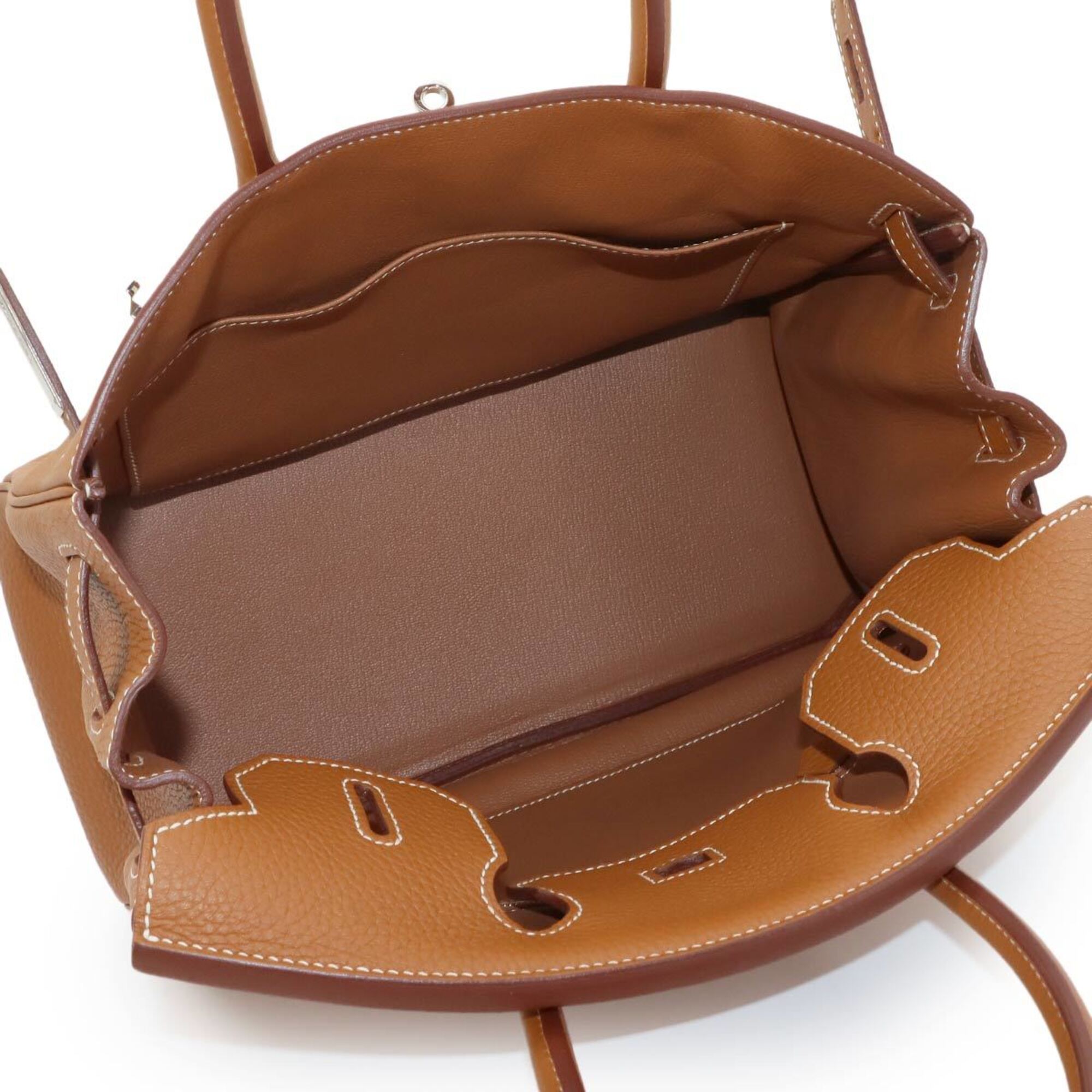 Hermes Brown Taurillon Clemence Leather Handbag (Pre-Owned)