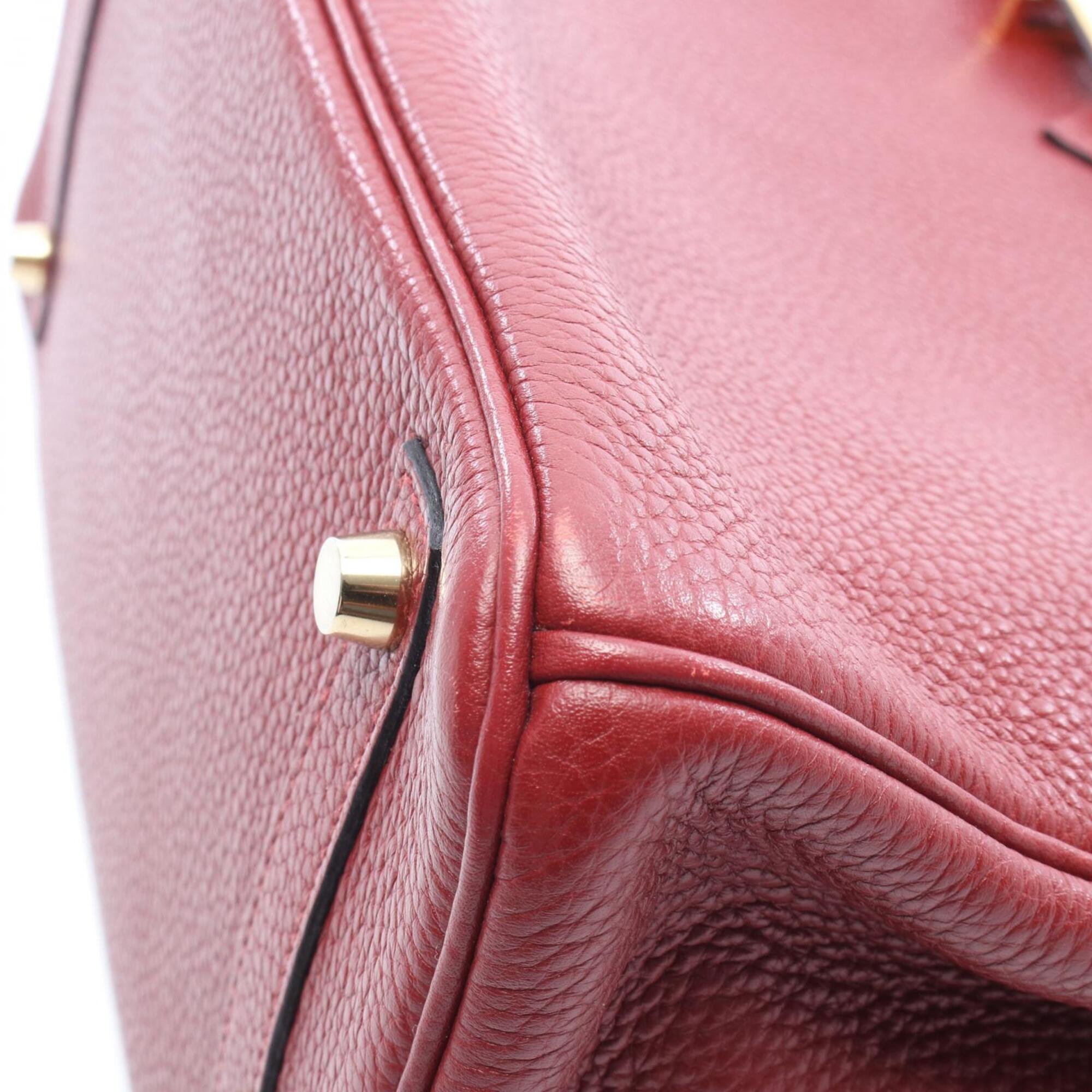 Hermes Bordeaux Ruby Leather Handbag (Pre-Owned)