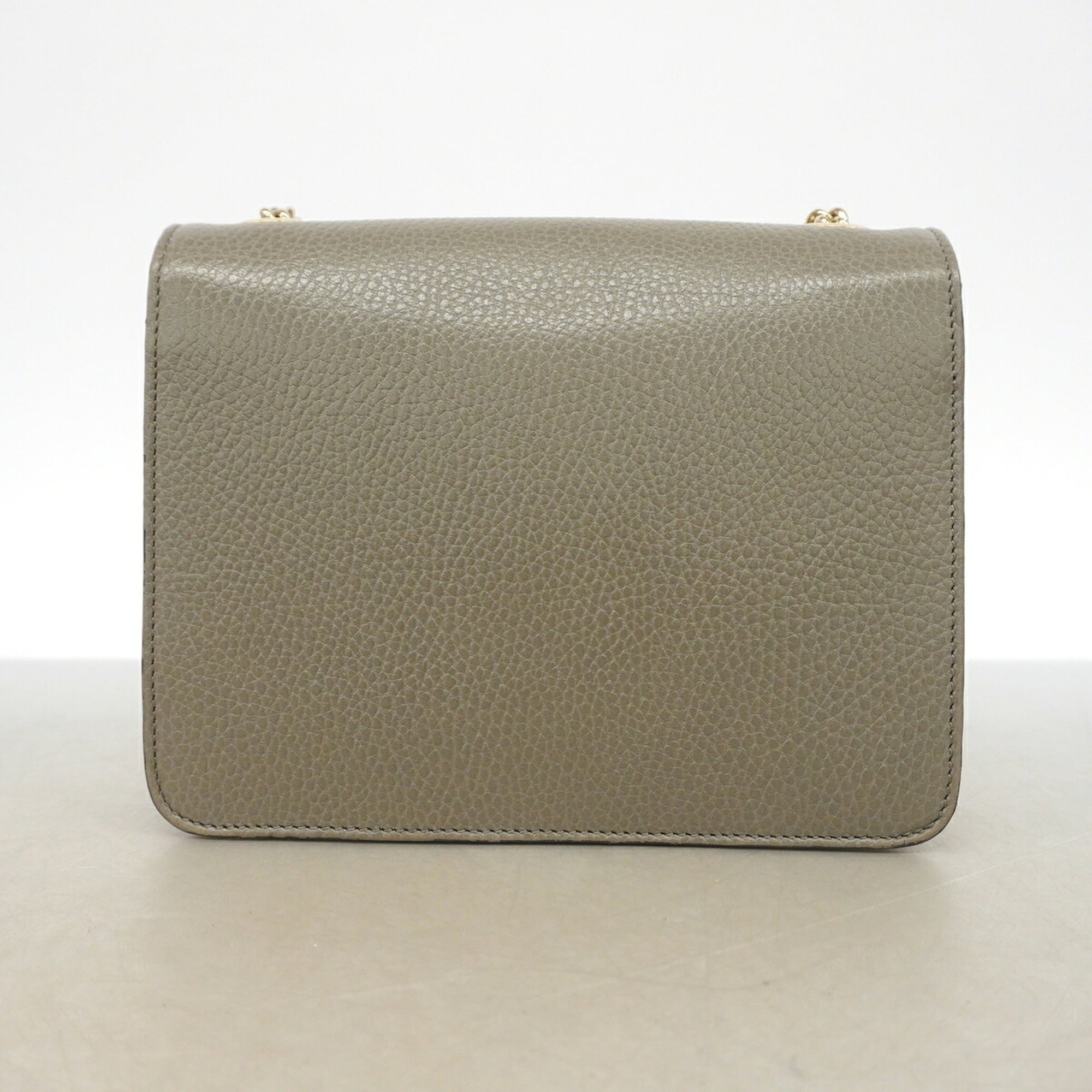 Gucci Gray Leather Shoulder Bag (Pre-Owned)