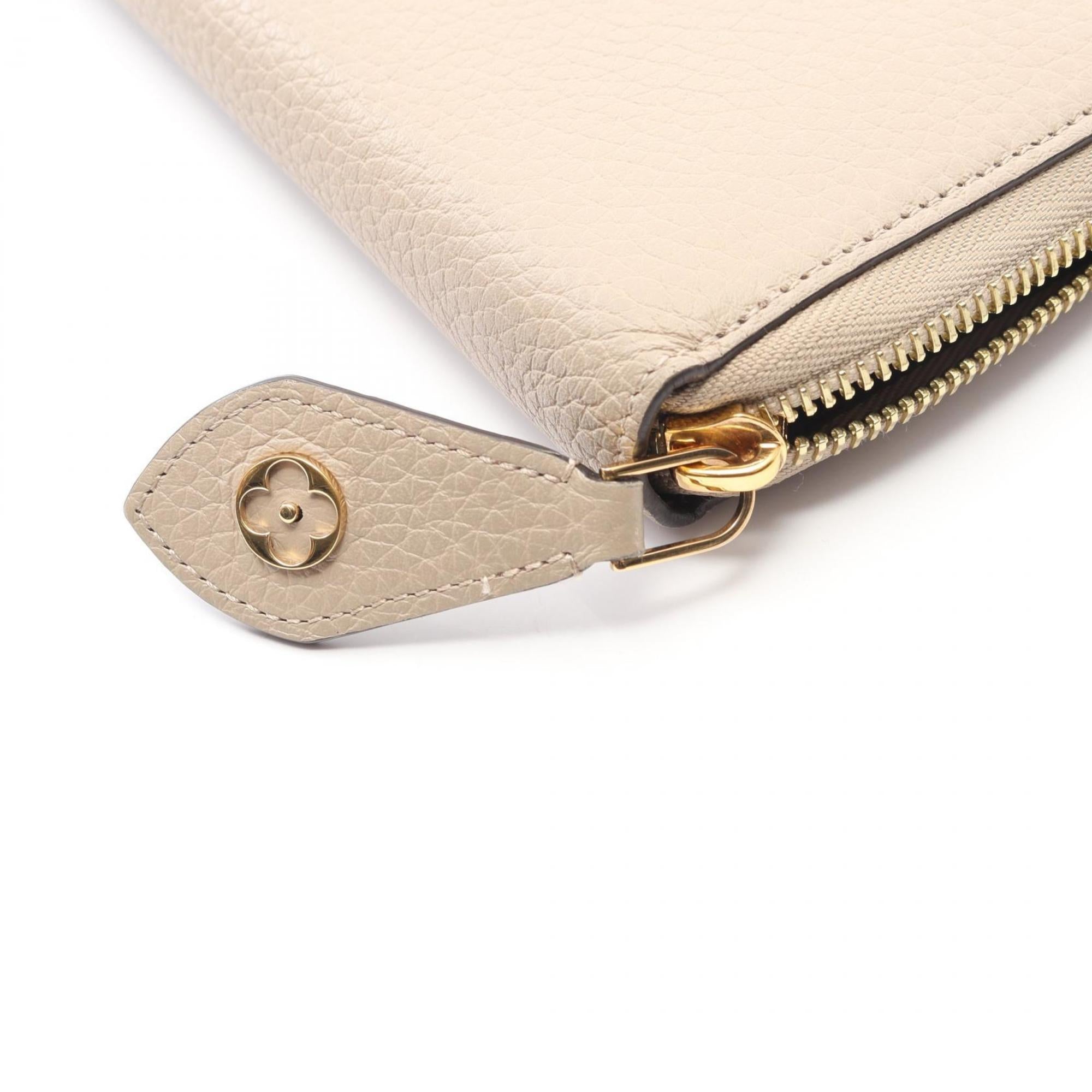 Louis Vuitton Beige Leather Long Wallet (Bi-Fold) (Pre-Owned)