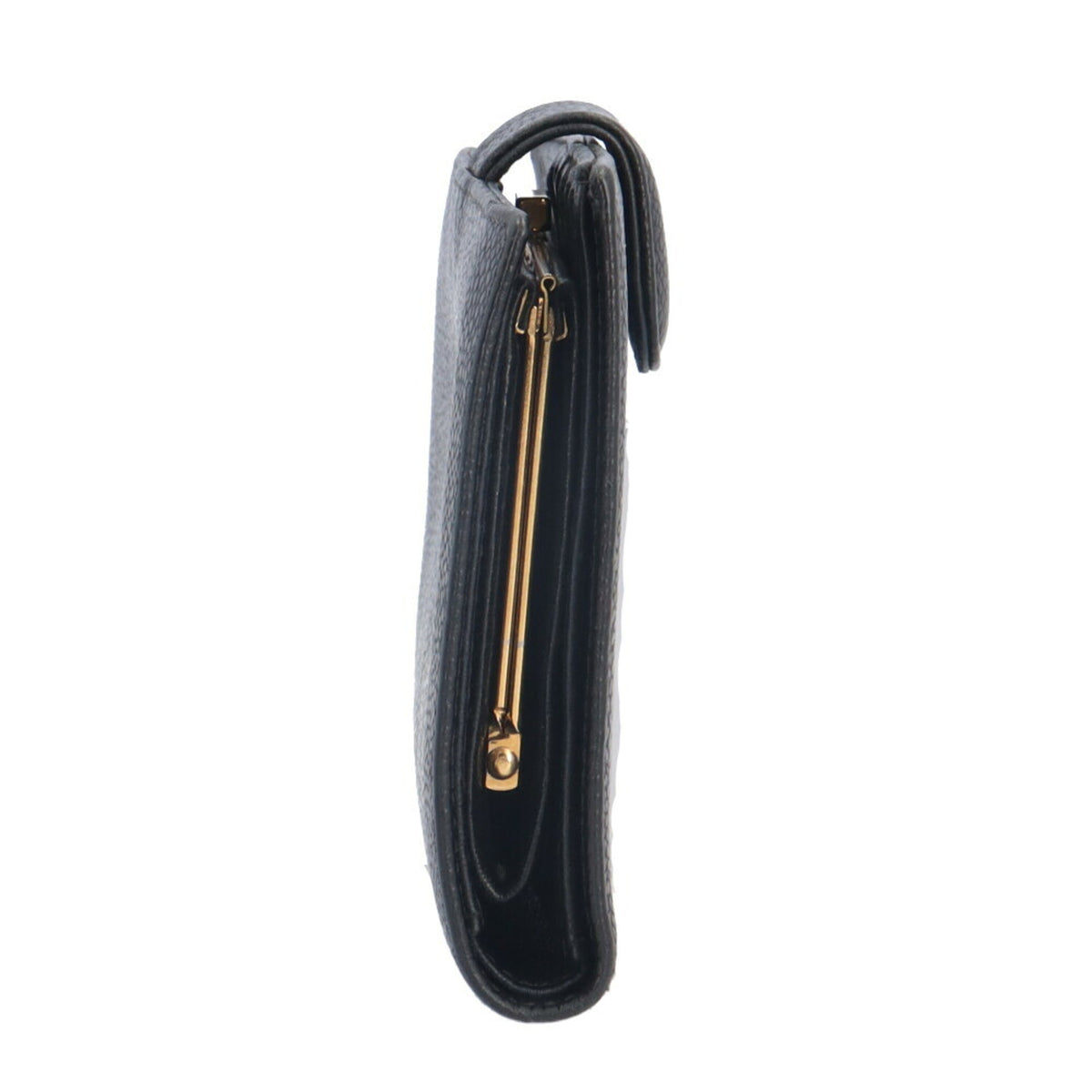 Chanel Black Grained Calfskin Long Wallet (Bi-Fold) (Pre-Owned)