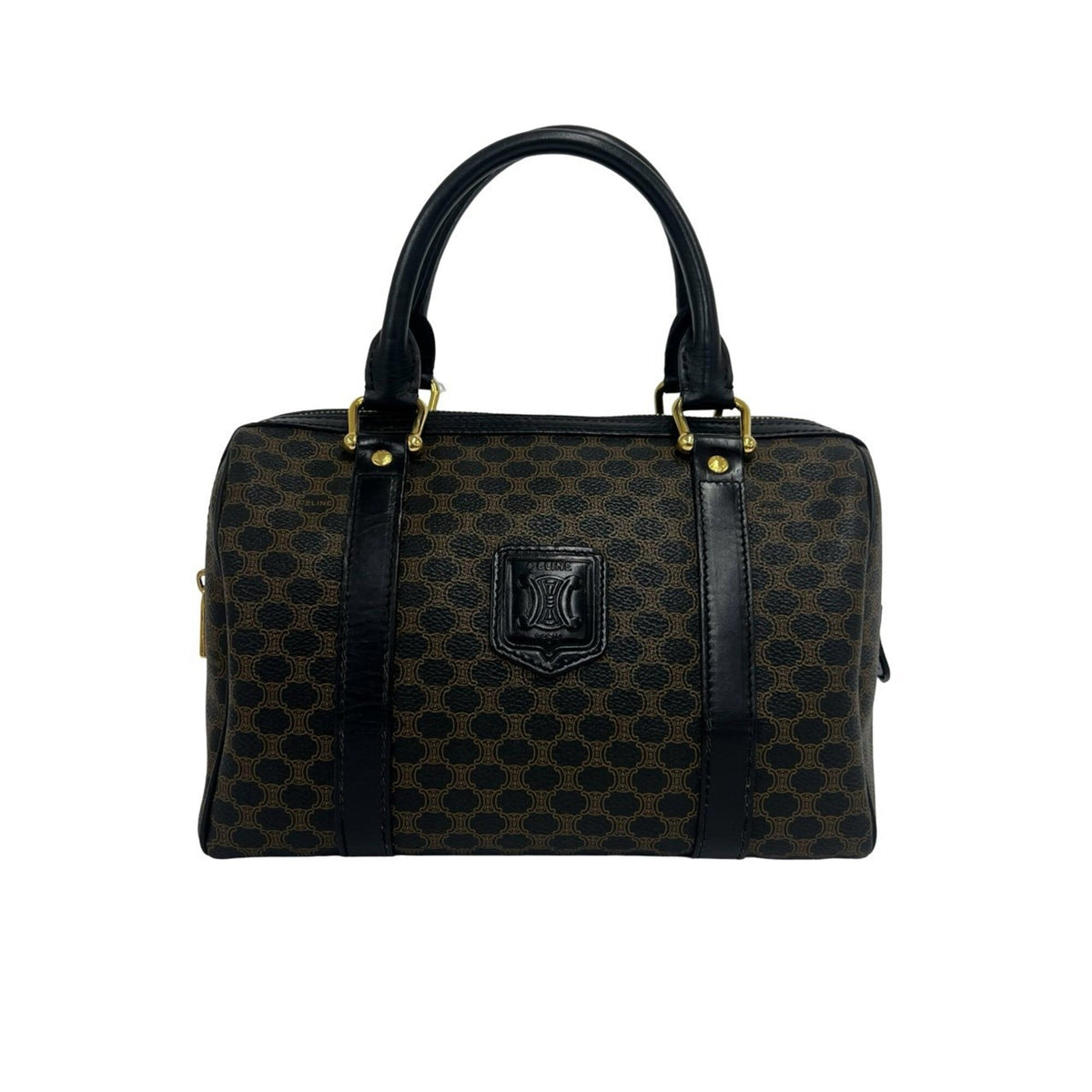 Celine Black Leather Pvc Boston Bag Handbag (Pre-Owned)