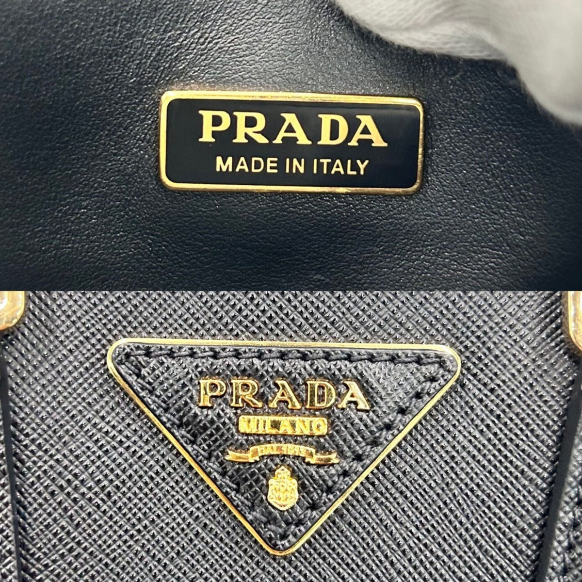Prada Black Leather Handbag Shoulder Bag (Pre-Owned)