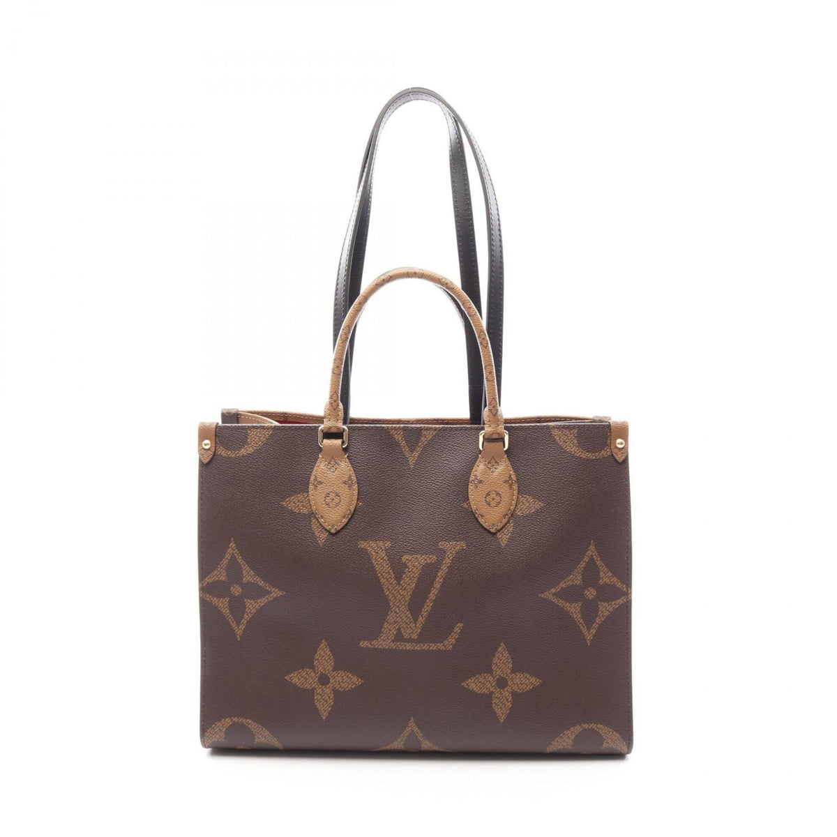 Louis Vuitton Beige Brown Monogram Coated Canvas Leather Handbag Tote Bag (Pre-Owned)