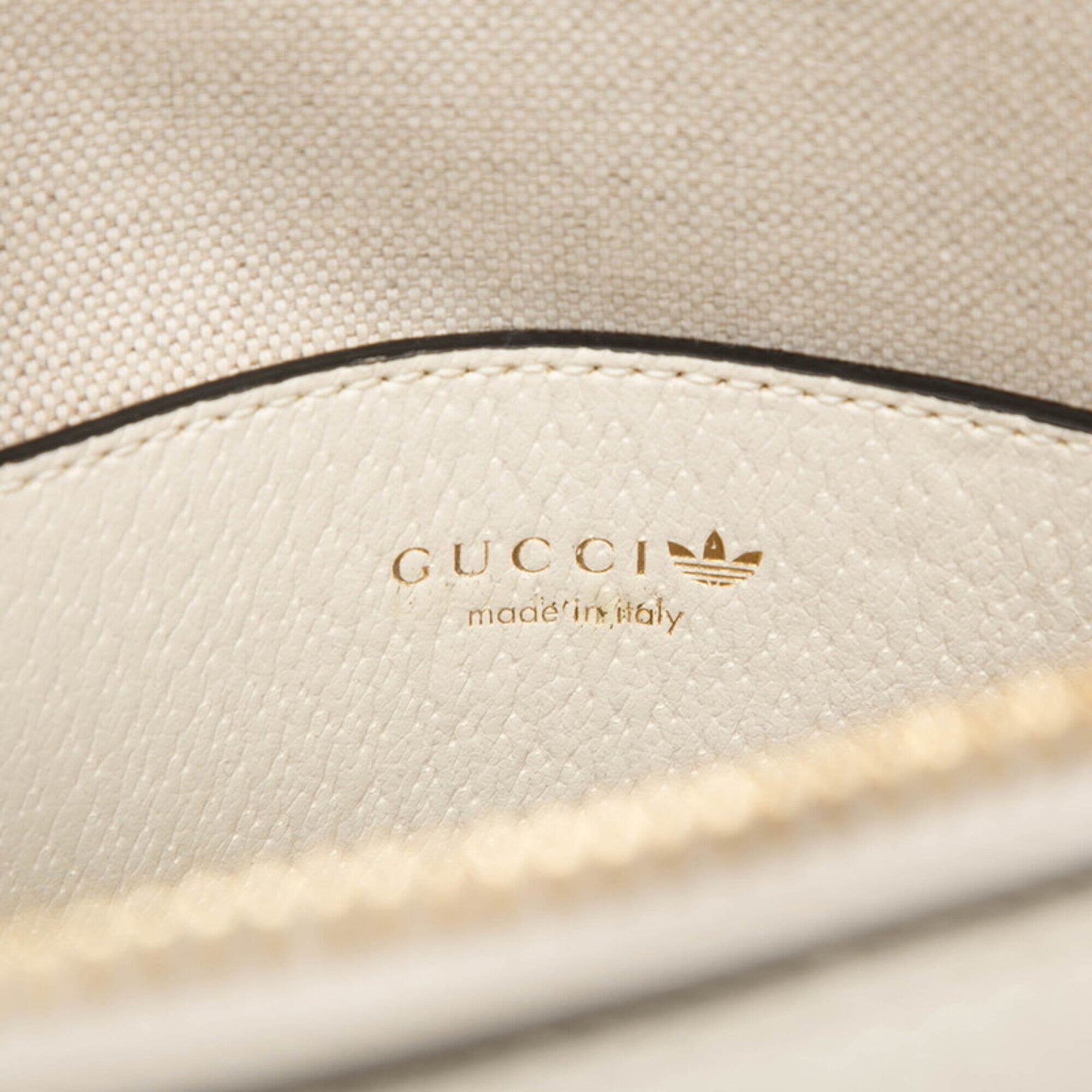 Gucci Black White Leather Handbag Shoulder Bag (Pre-Owned)