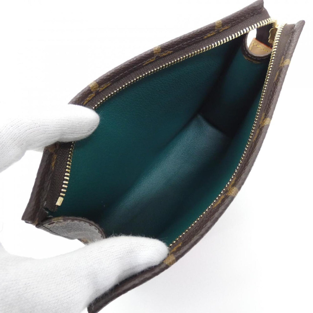 Louis Vuitton Marron Coated Canvas Handbag Pouch (Pre-Owned)