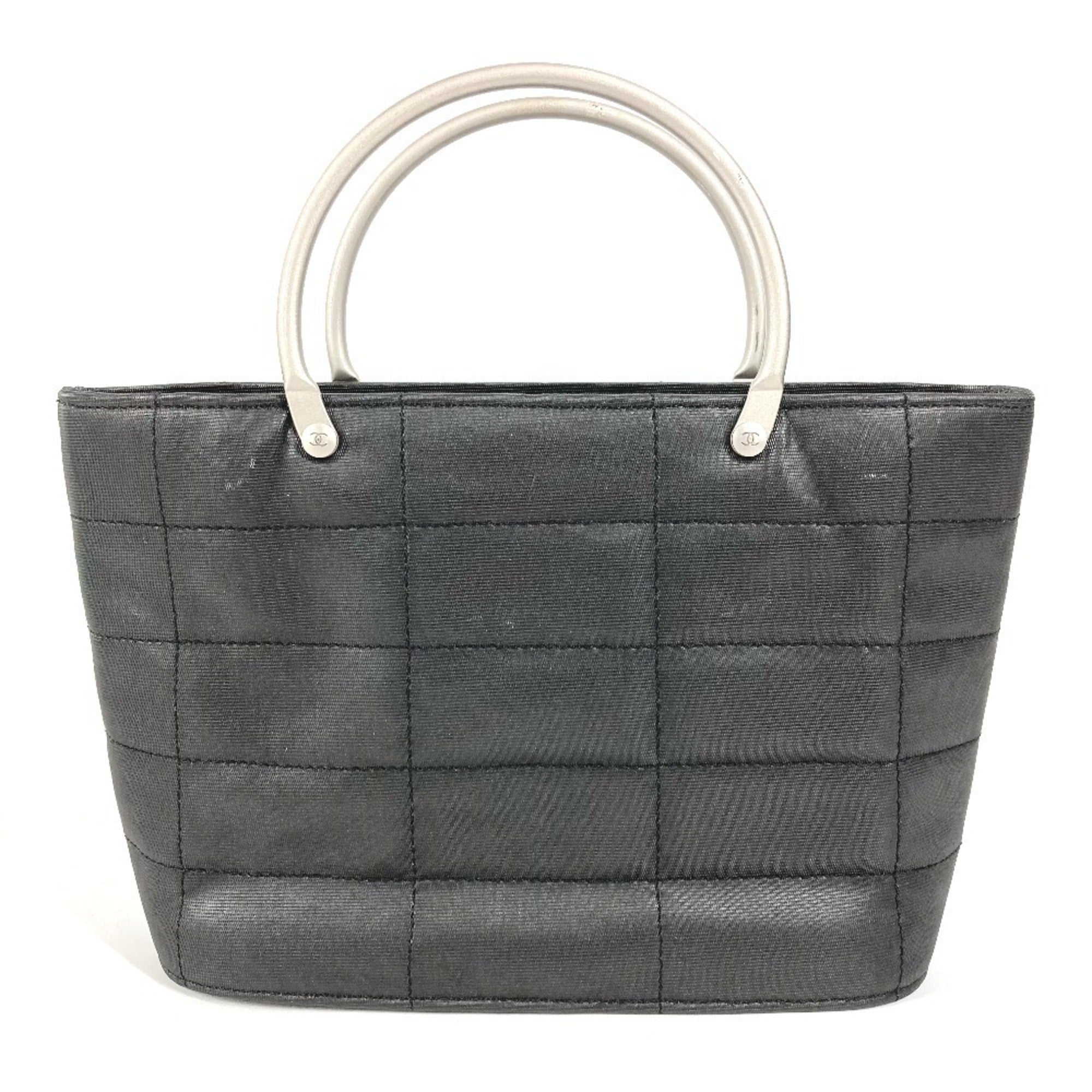 Chanel Chocolate Bar Gray Nylon Handbag Tote Bag (Pre-Owned)