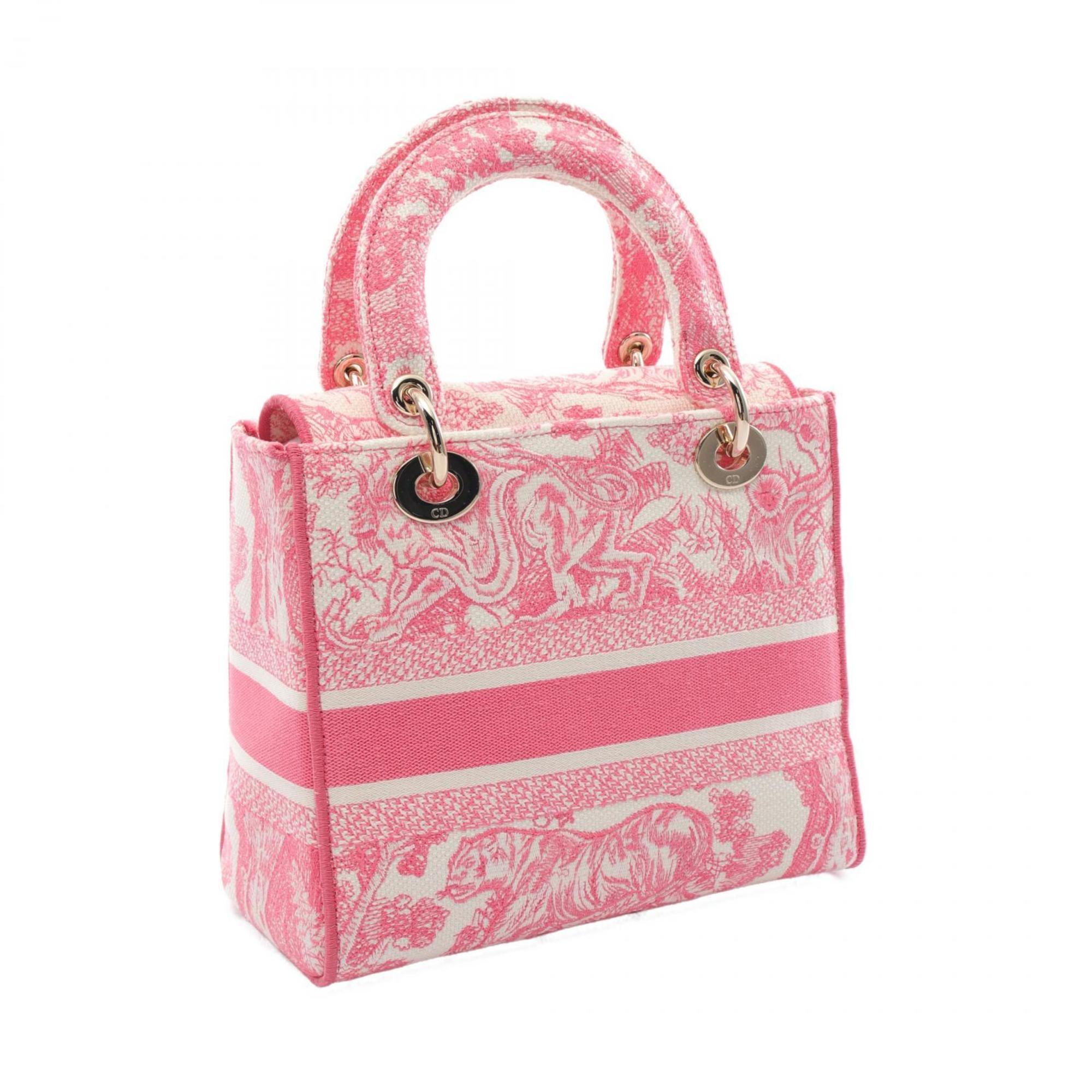 Christian Dior Pink White Canvas Handbag (Pre-Owned)