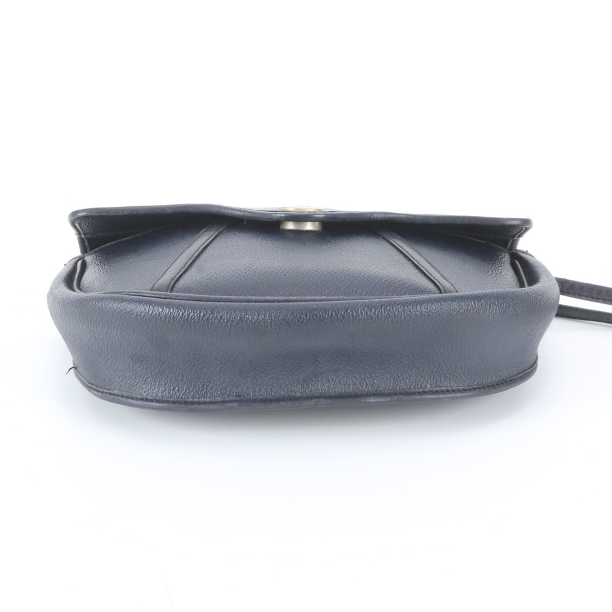 Christian Dior Navy Leather Handbag Shoulder Bag Tote Bag (Pre-Owned)