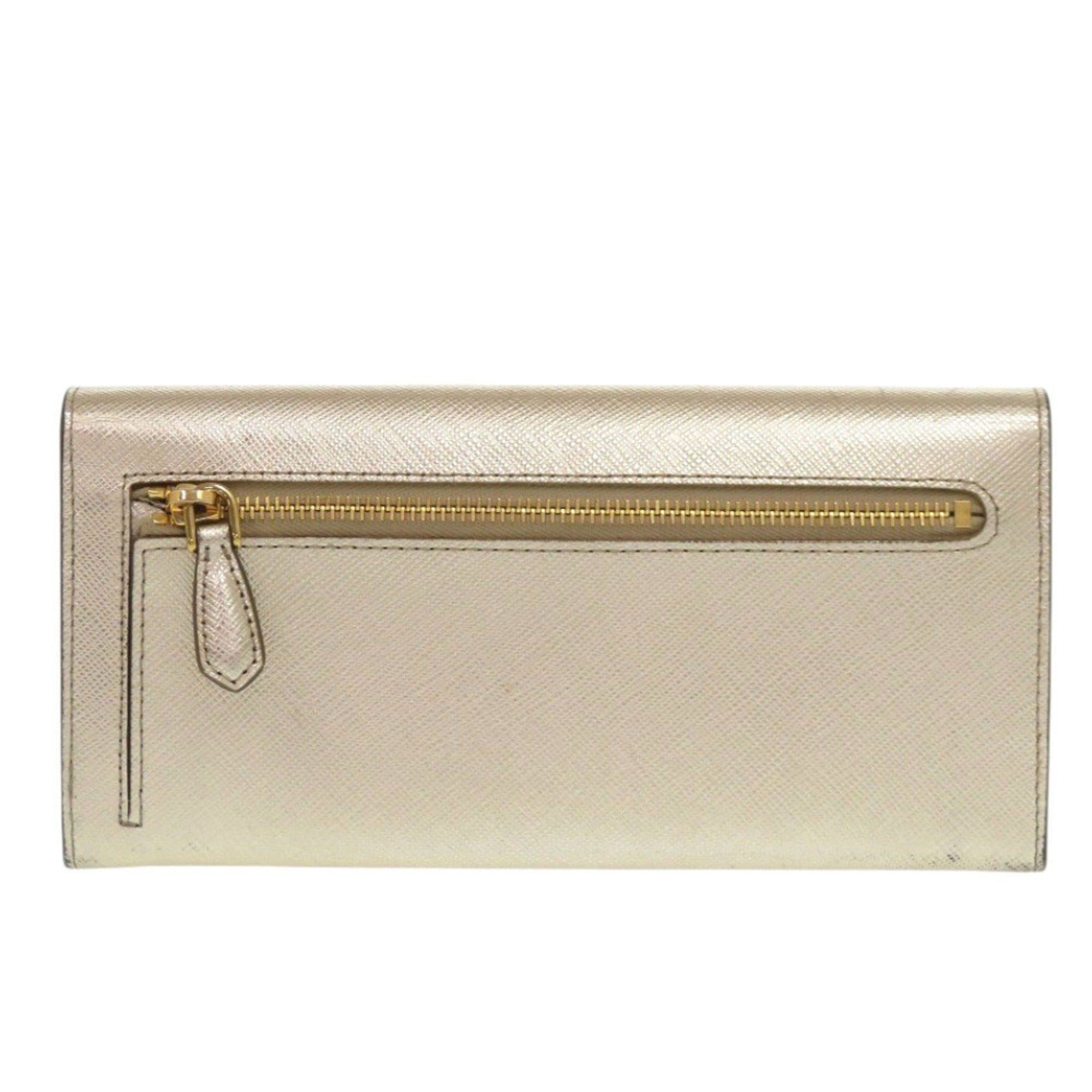 Prada Gold Leather Long Wallet (Bi-Fold) (Pre-Owned)