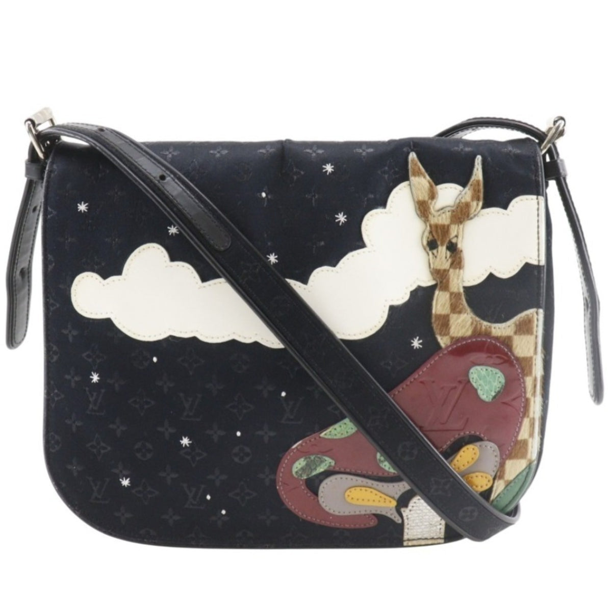 Louis Vuitton Black Monogram Satin Monogram Vernis Leather Shoulder Bag (Pre-Owned)