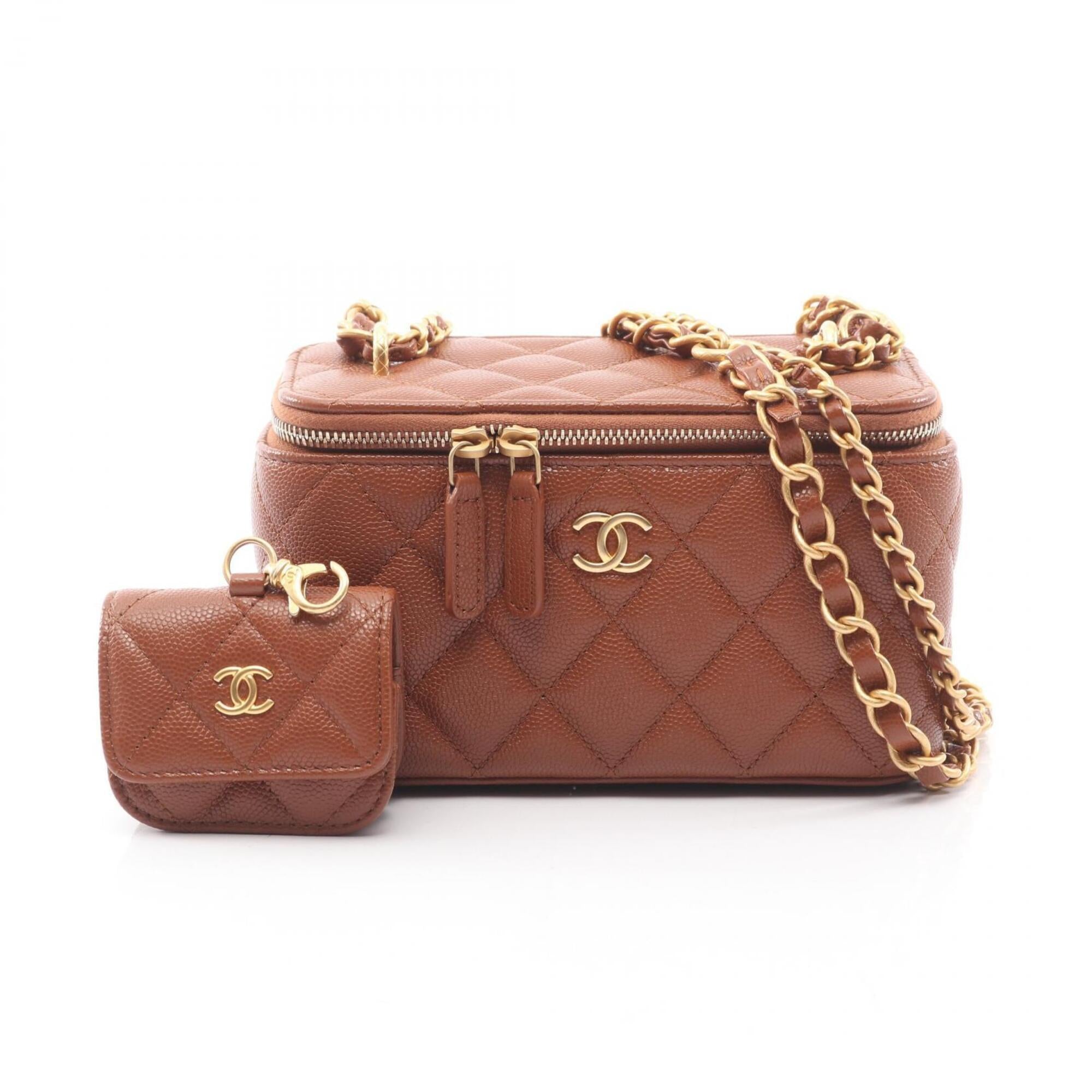Chanel Matelasse Brown Grained Calfskin Handbag Shoulder Bag (Pre-Owned)
