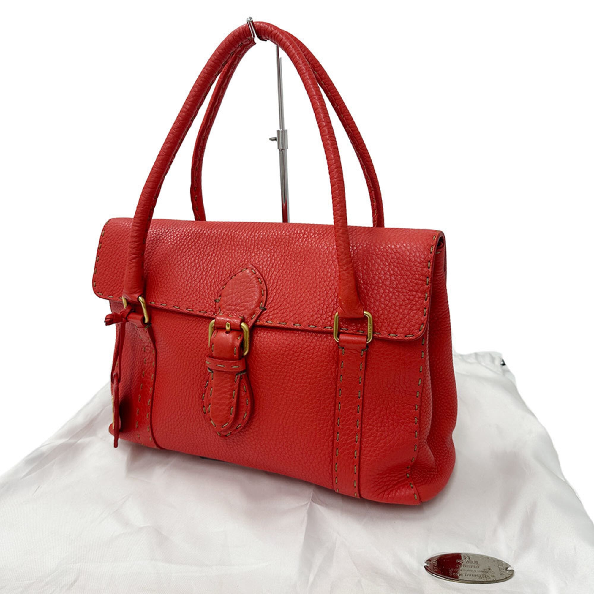 Fendi Red Color Leather Handbag (Pre-Owned)