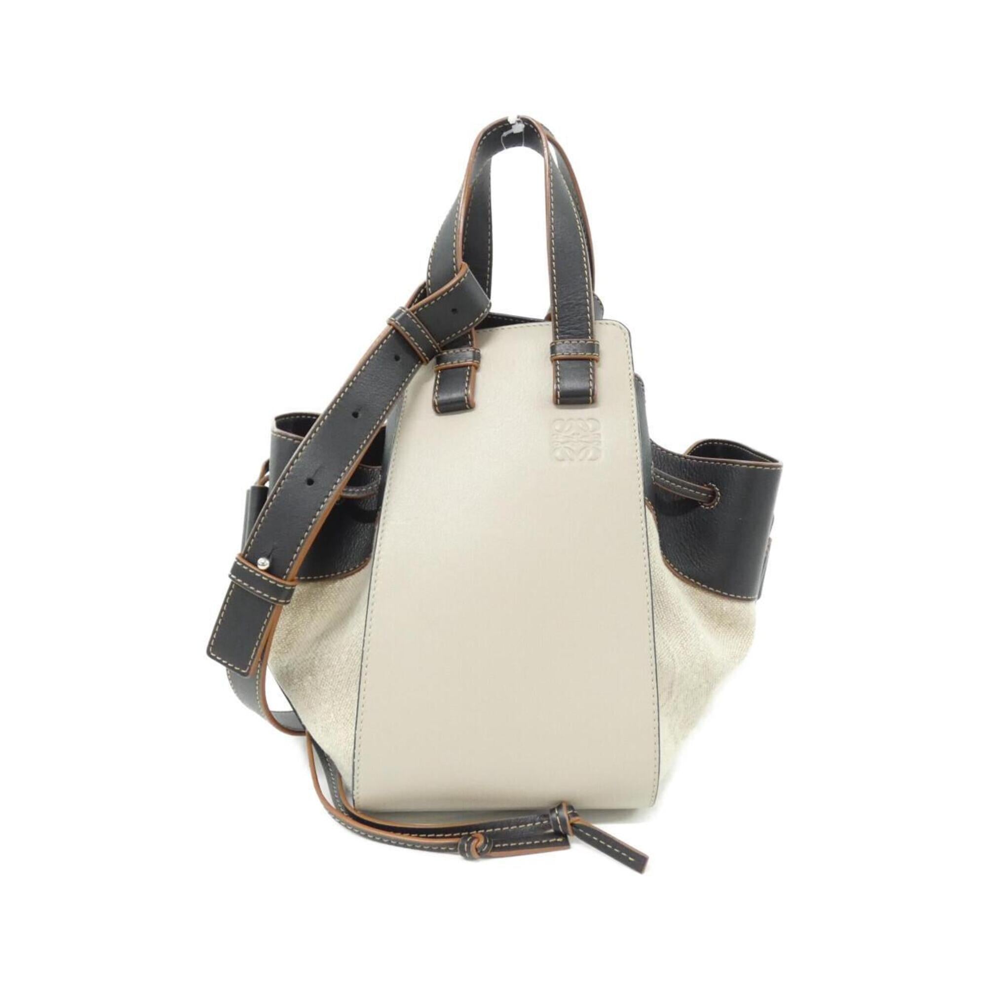 Loewe Beige Black Linen Leather Shoulder Bag (Pre-Owned)