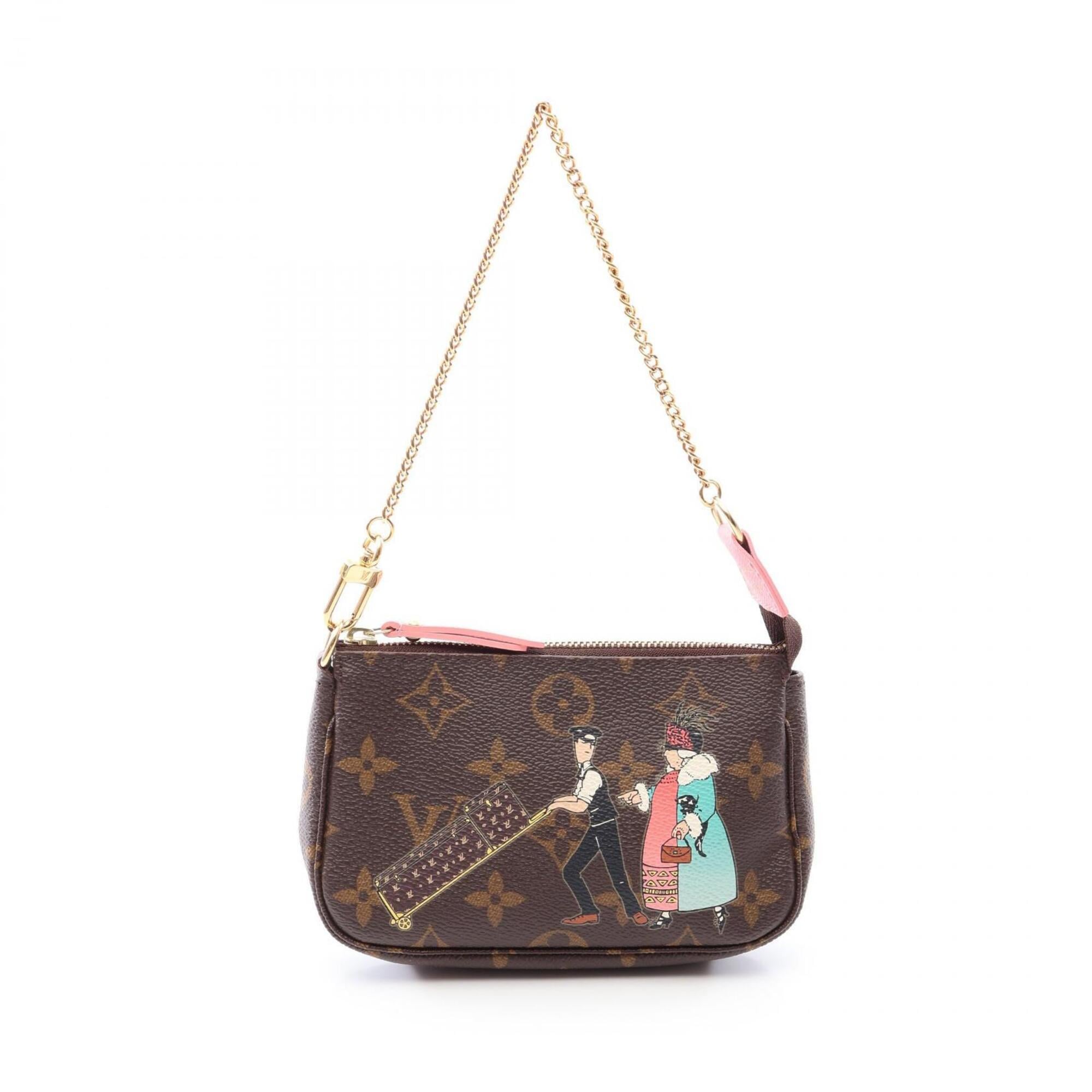 Louis Vuitton Brown Multi-Color Pink Coated Canvas Leather Handbag Pochette (Pre-Owned)