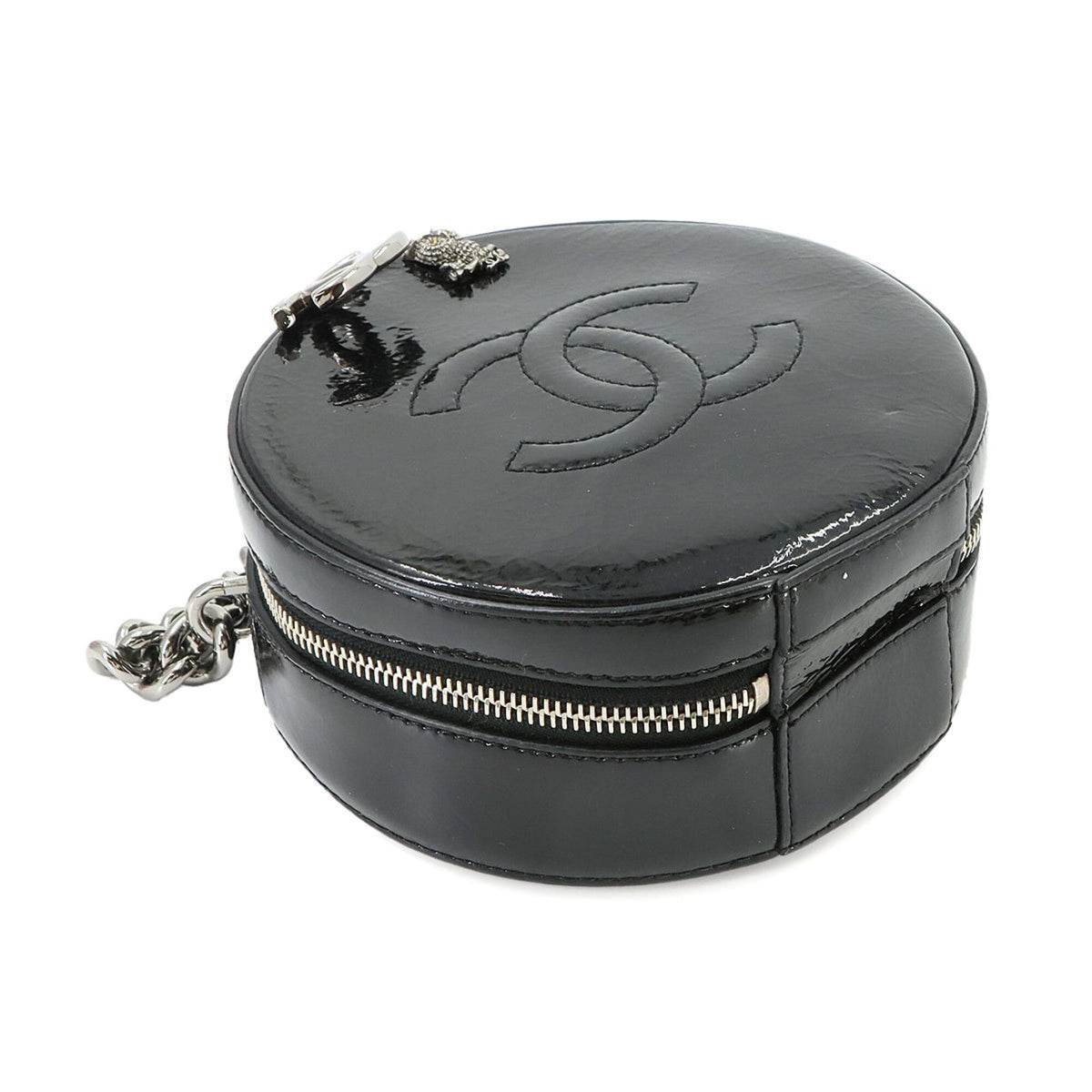 Chanel Black Patent Leather Handbag Shoulder Bag (Pre-Owned)