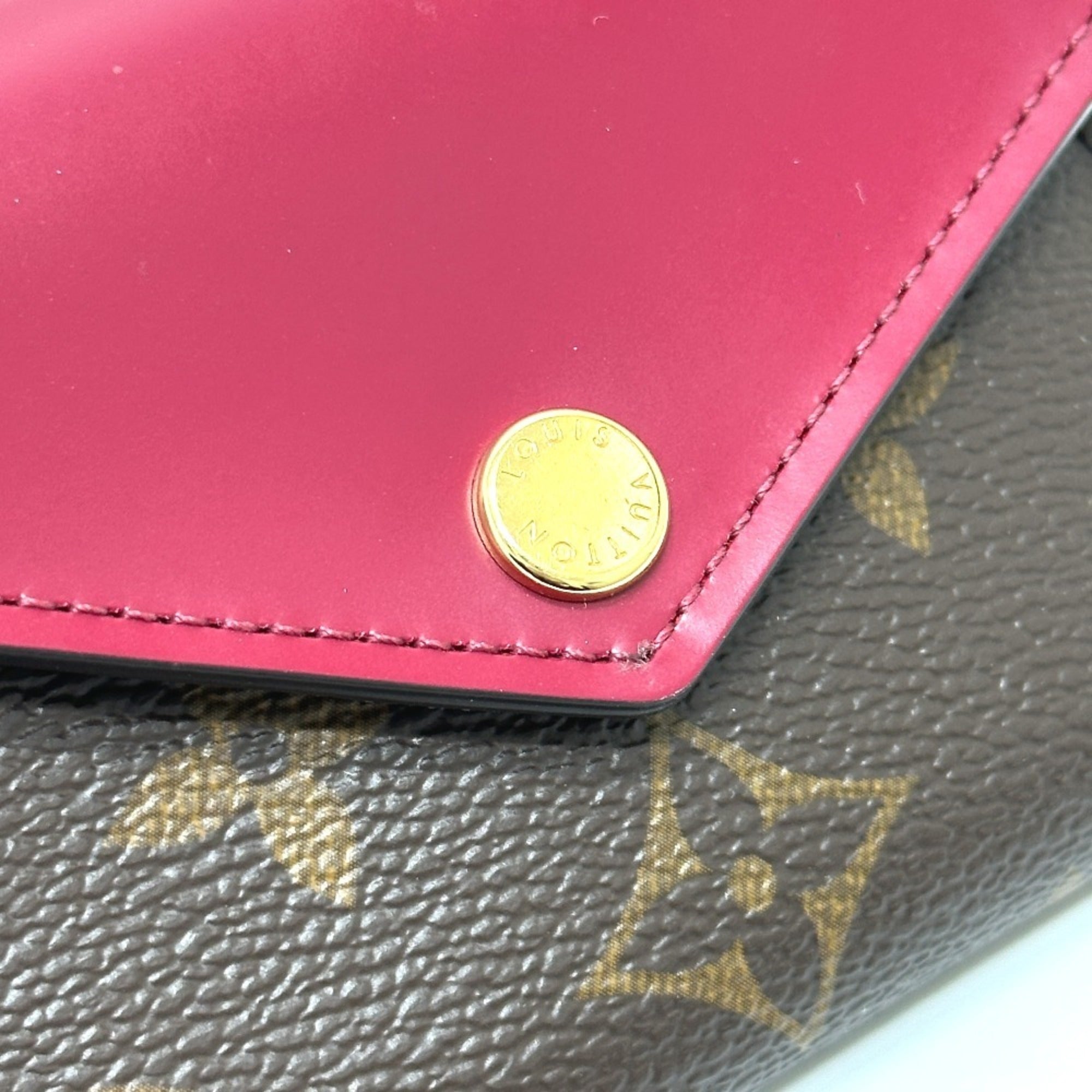 Louis Vuitton Monogram Brown Fuchsia Monogram Wallet (Tri-Fold) (Pre-Owned)
