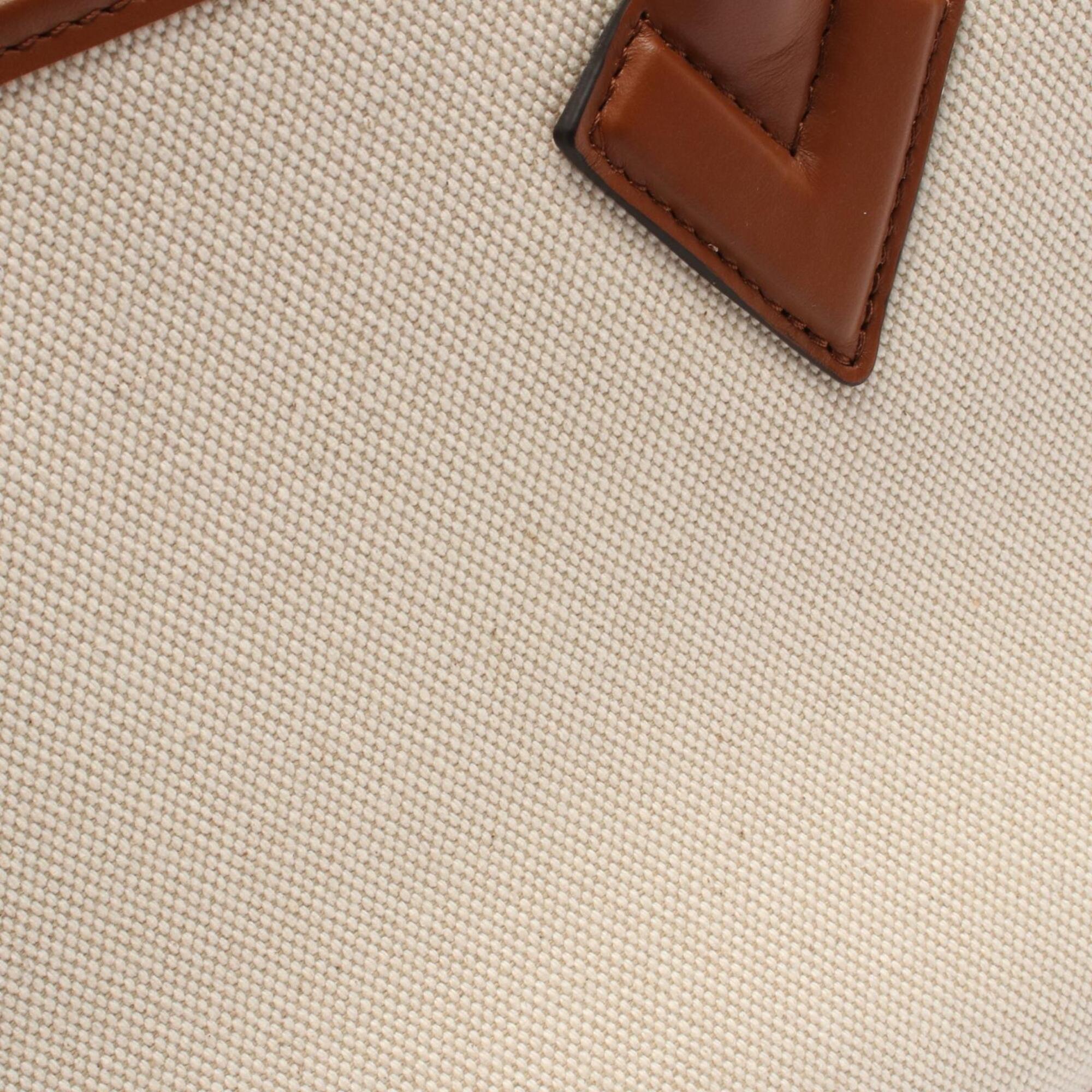 Louis Vuitton Beige Brown Canvas Leather Handbag (Pre-Owned)