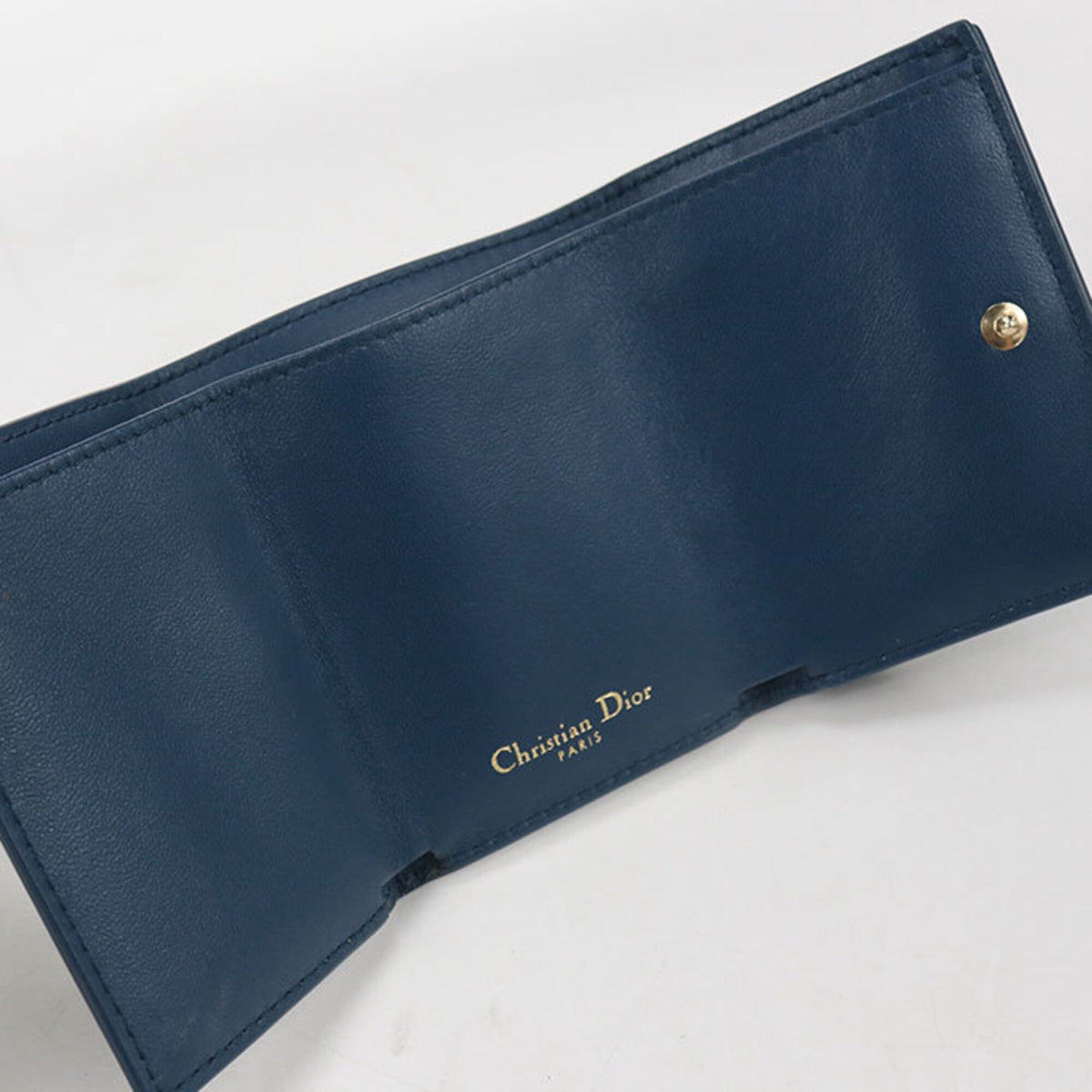 Christian Dior Blue Leather Wallet (Tri-Fold) (Pre-Owned)