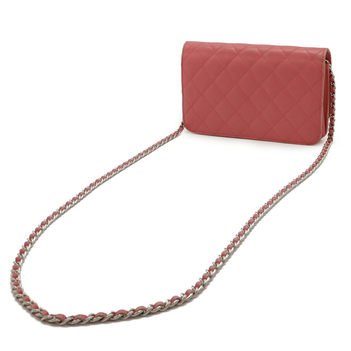 Chanel Pink Pink Red Red Color Leather Chain/Shoulder Wallet (Pre-Owned)