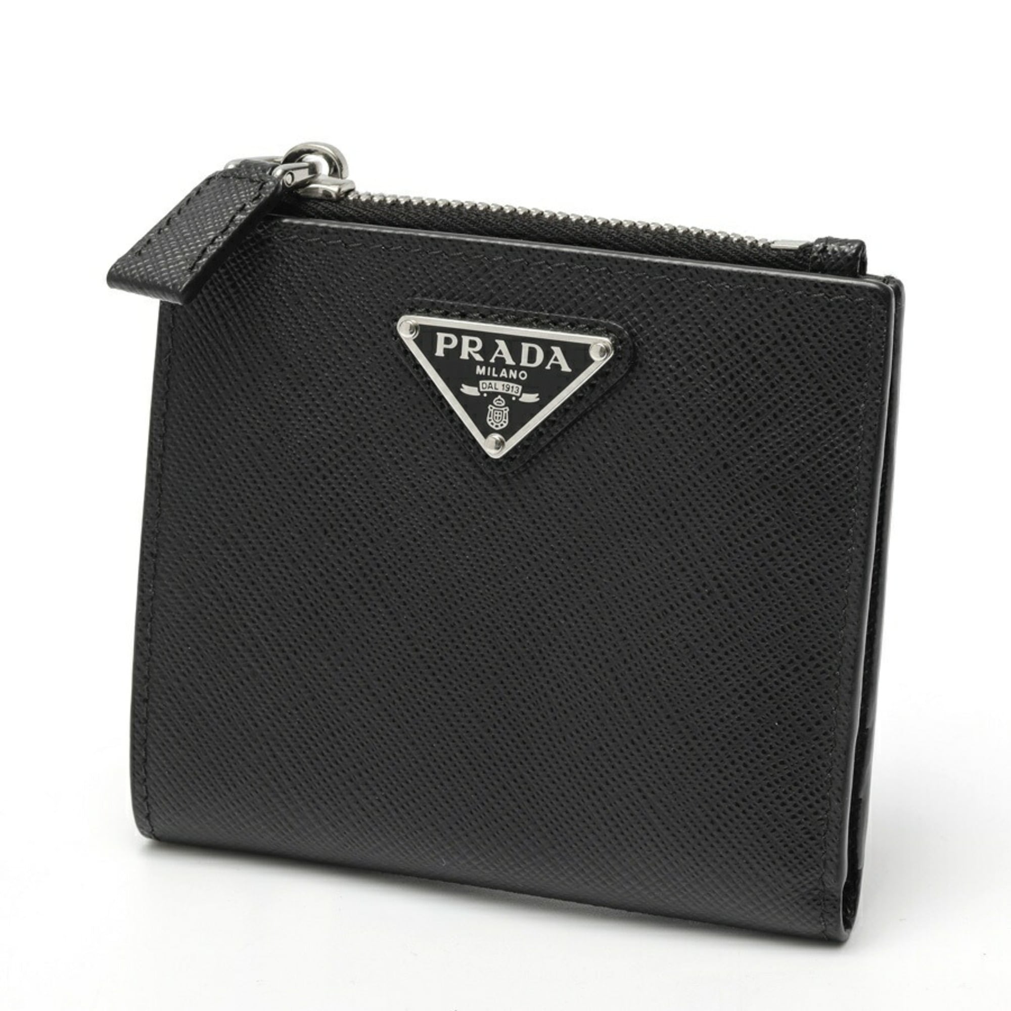 Prada Black Saffiano Triangle Wallet (Bi-Fold) (Pre-Owned)
