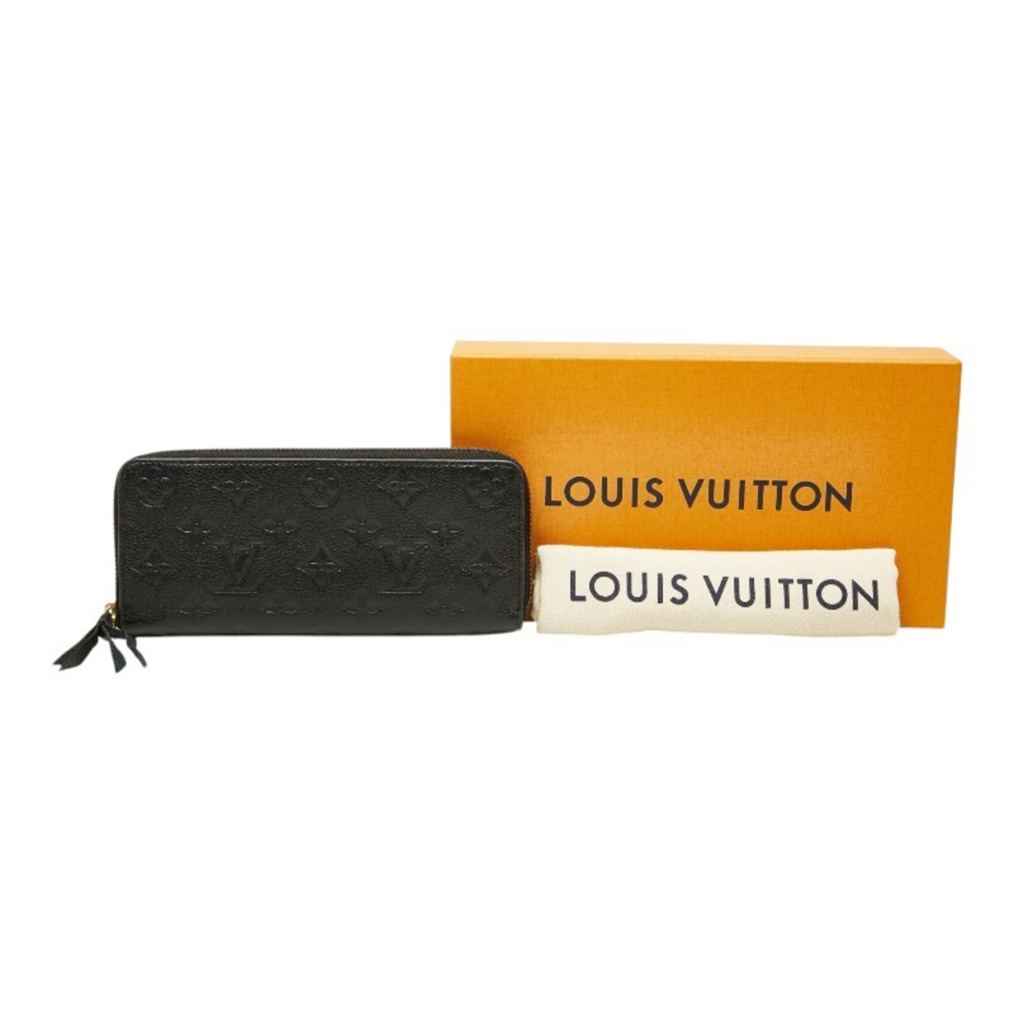 Louis Vuitton Black Leather Long Wallet (Bi-Fold) (Pre-Owned)