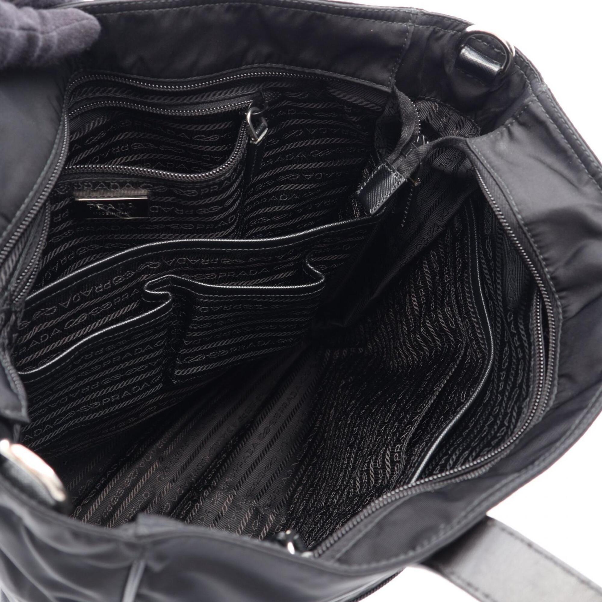 Prada Black Nylon Leather Tote Bag (Pre-Owned)