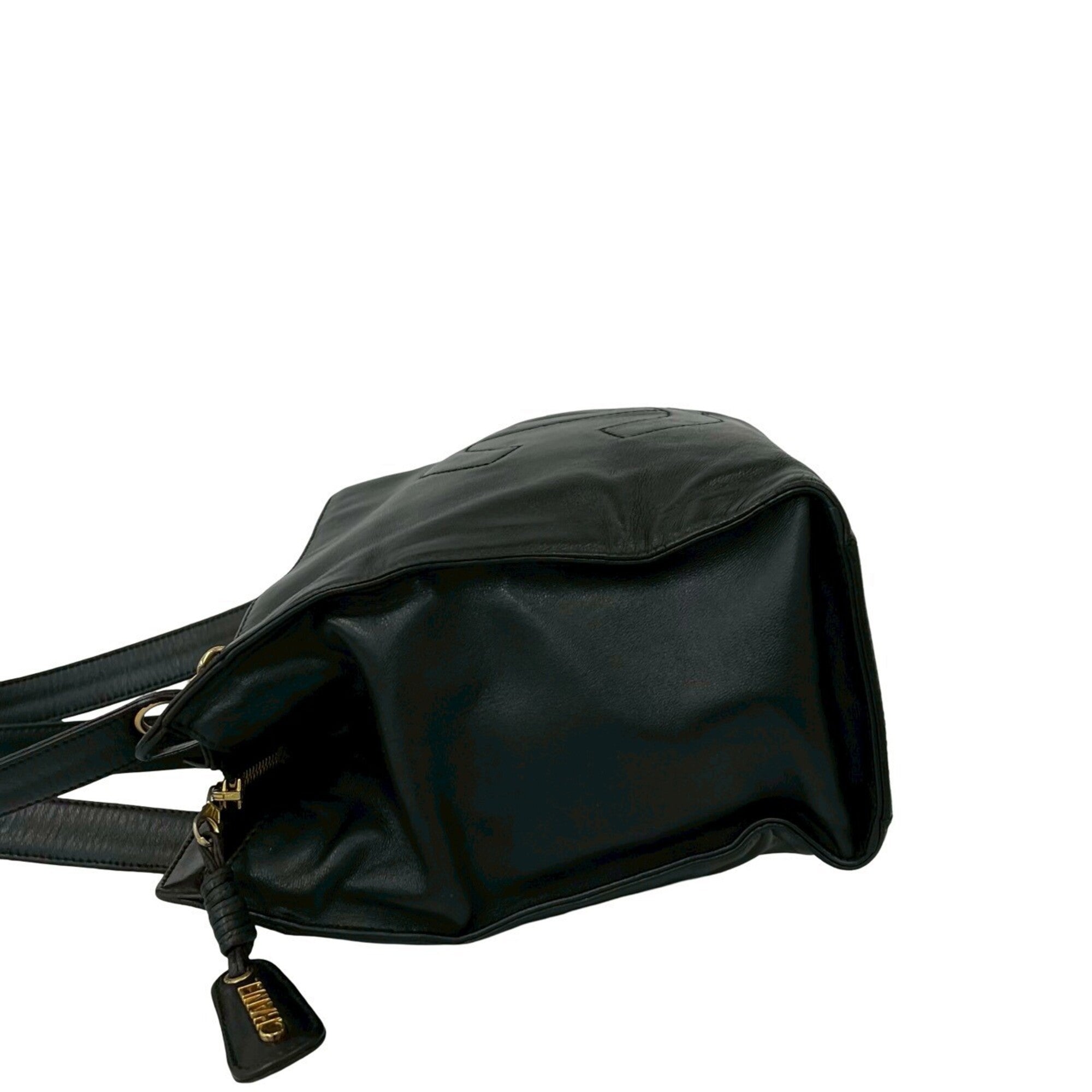 Chanel Black Leather Shoulder Bag Tote Bag (Pre-Owned)
