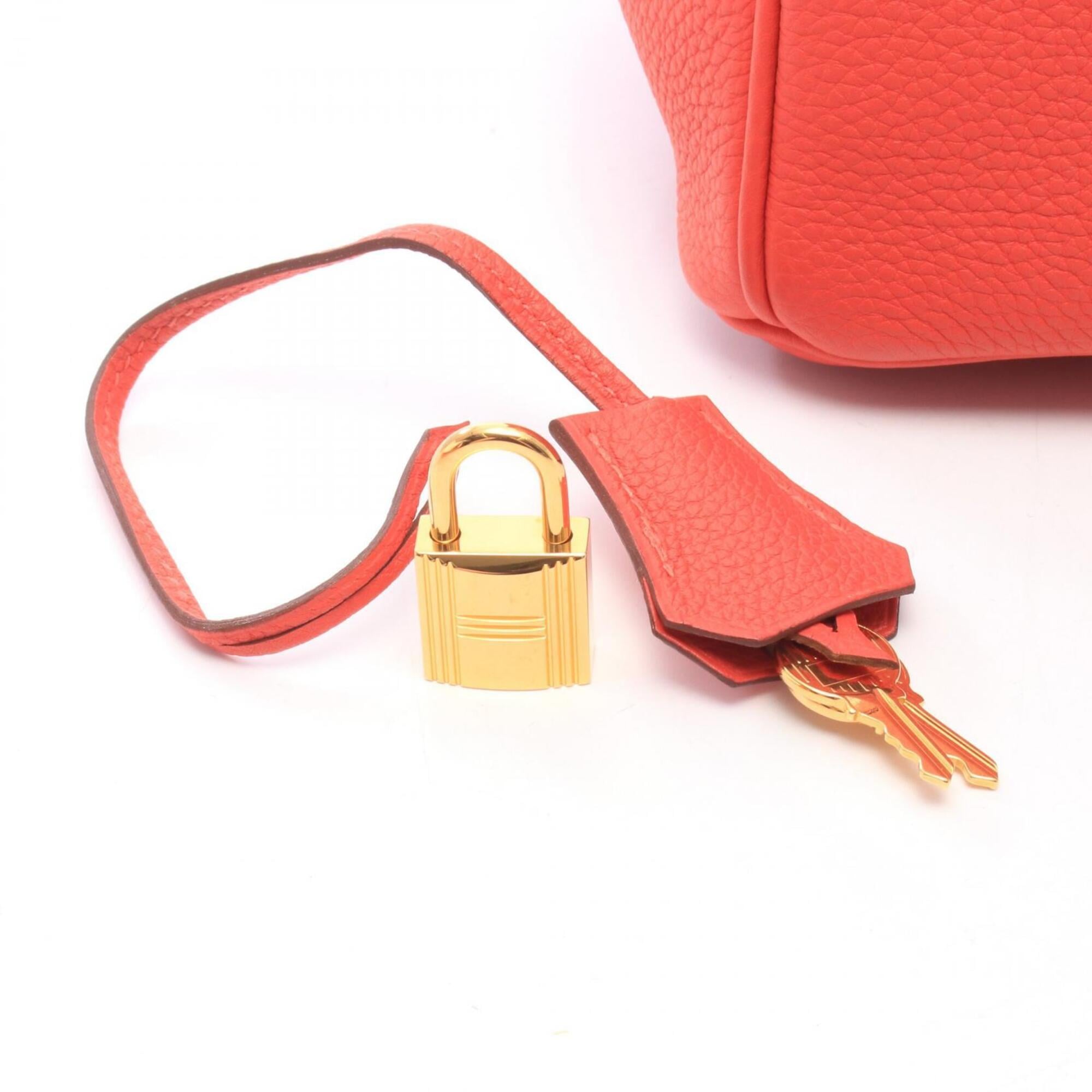 Hermes Bougainvillier Red Color Leather Togo Leather Handbag (Pre-Owned)