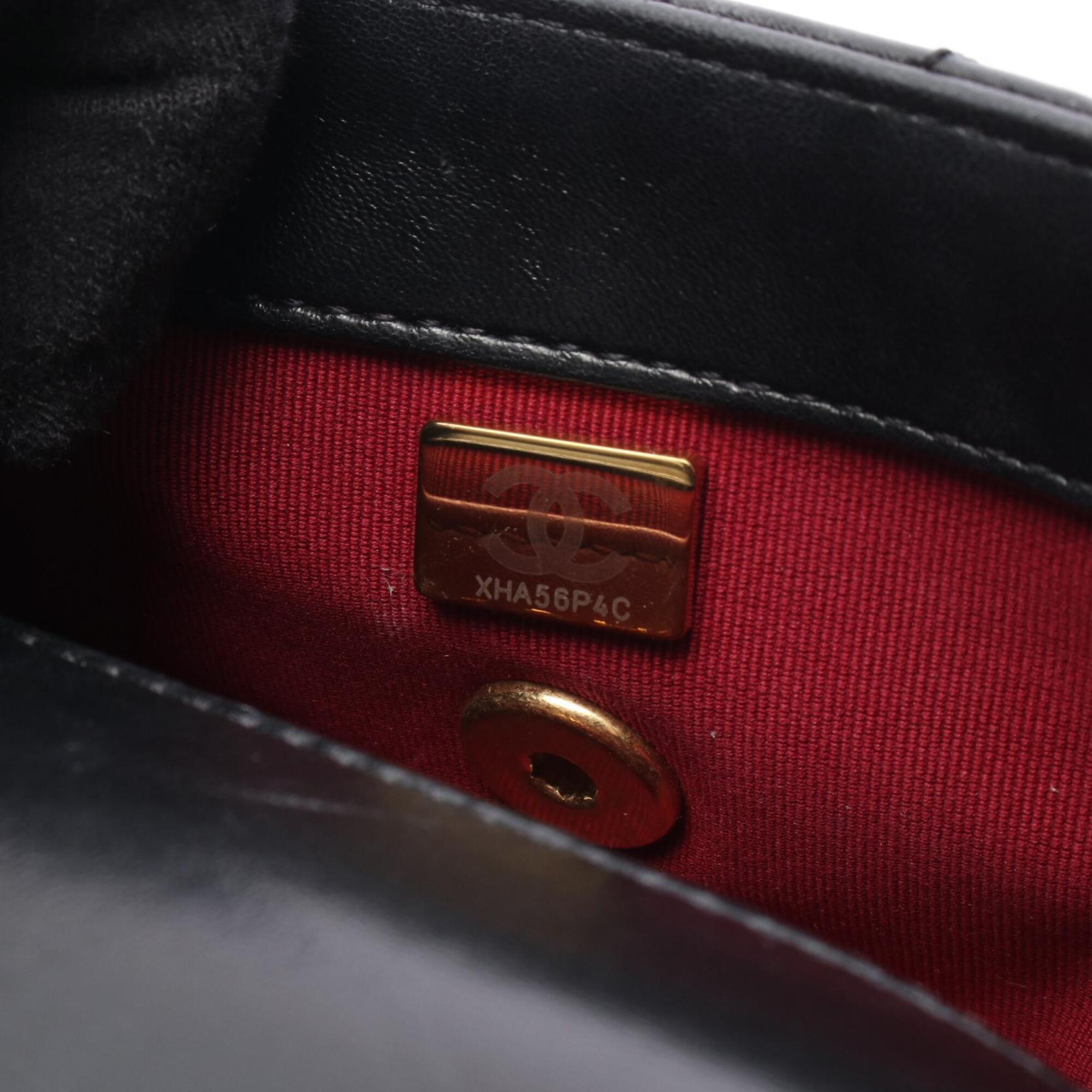 Chanel Black Leather Handbag Shoulder Bag (Pre-Owned)
