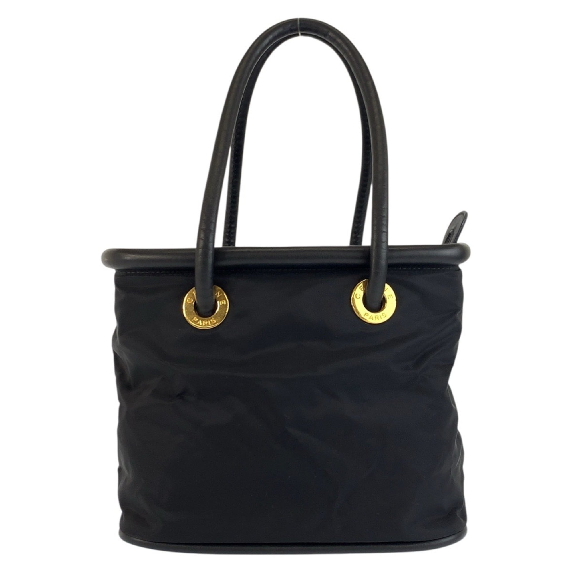Celine Black Nylon Leather Handbag Tote Bag (Pre-Owned)