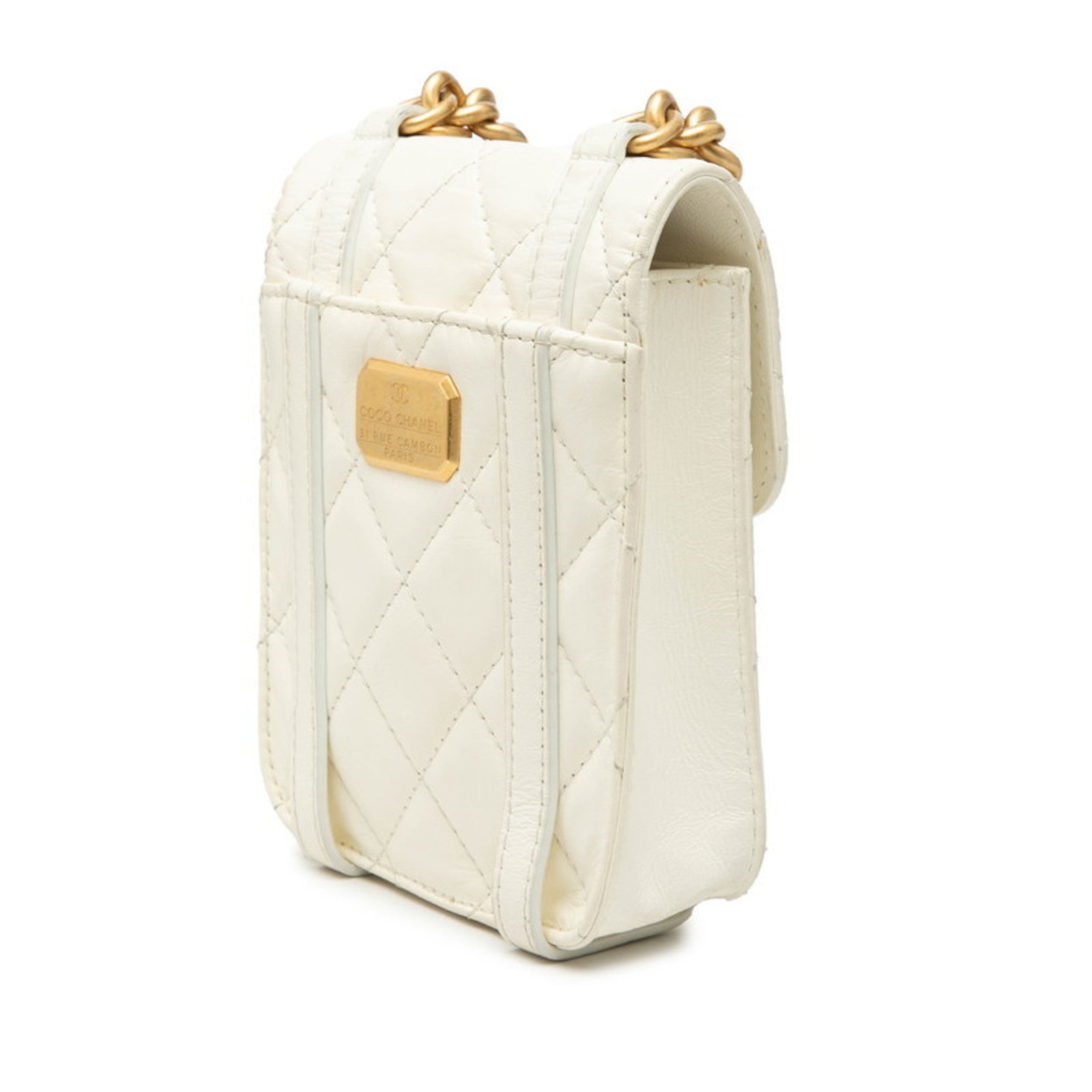 Chanel Matelasse White Leather Handbag Shoulder Bag (Pre-Owned)
