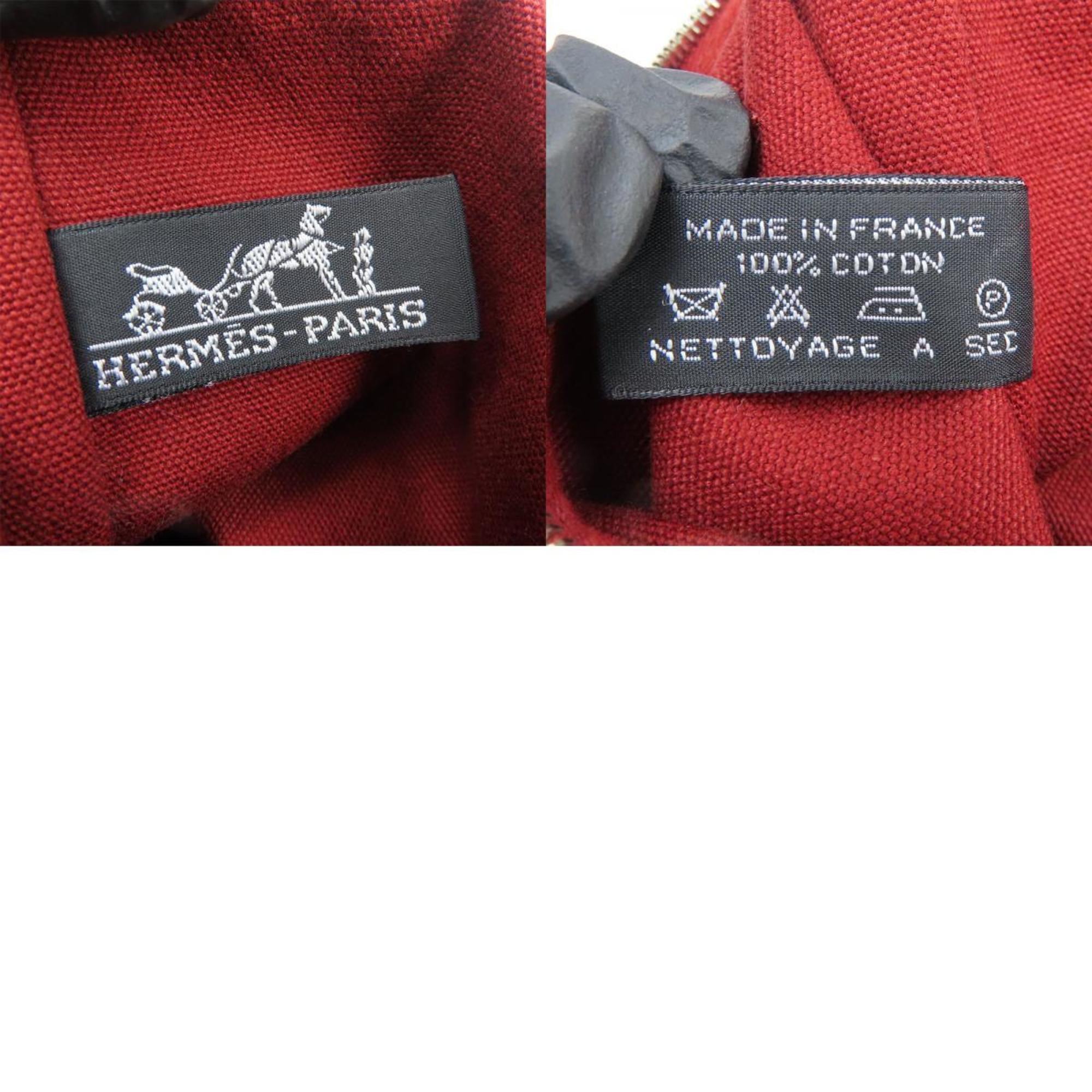 Hermes Bordeaux Cotton Leather Pouch (Pre-Owned)