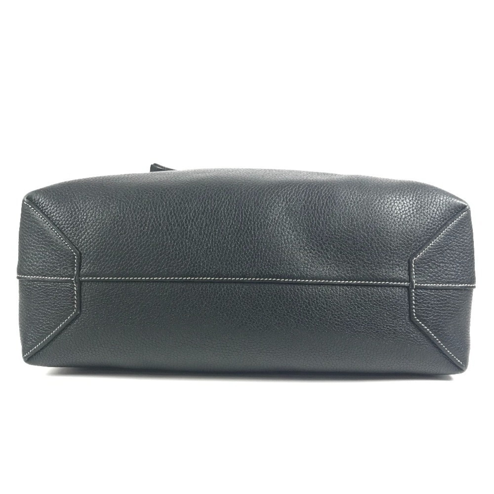 Hermes Black Leather Shoulder Bag Tote Bag (Pre-Owned)