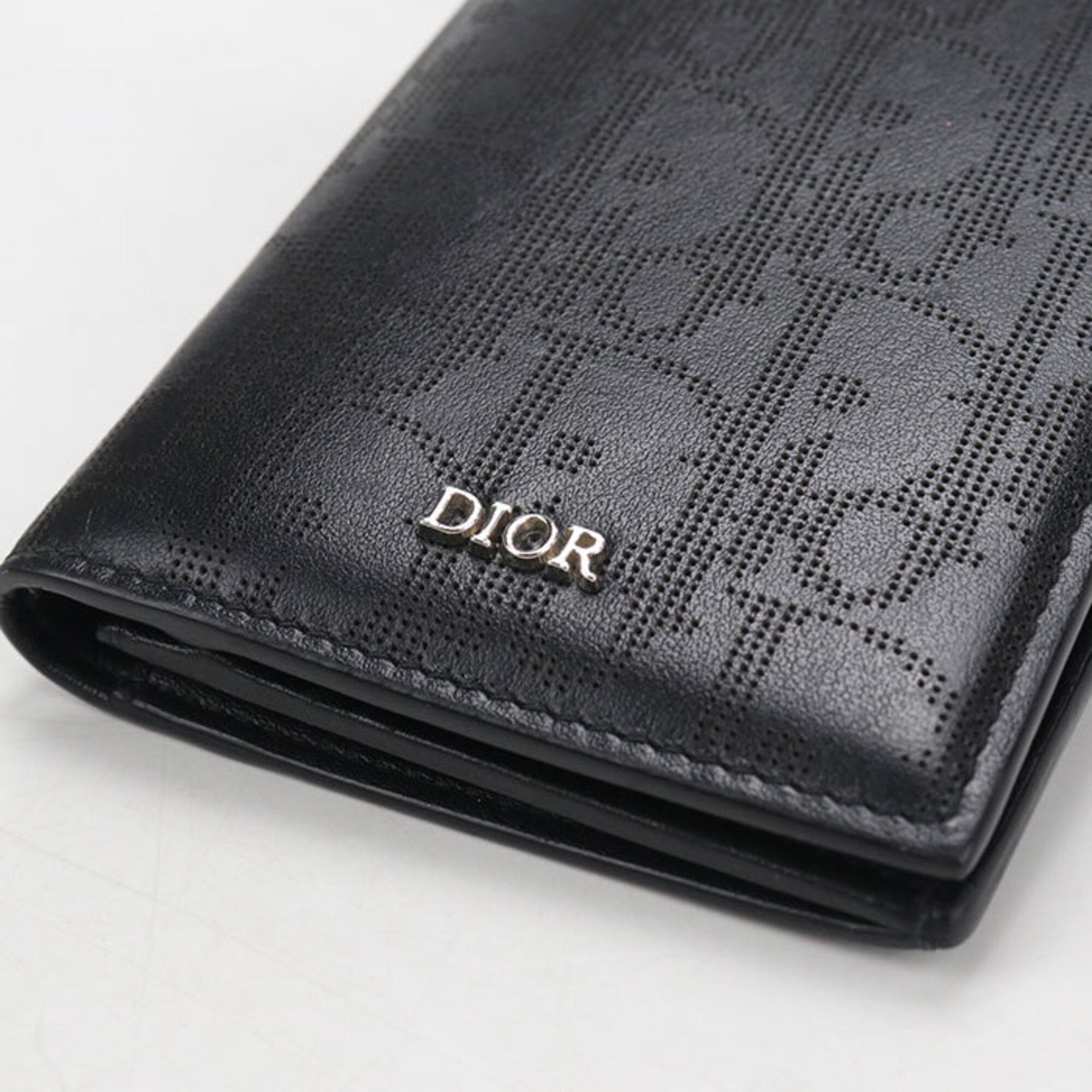 Christian Dior Black Leather Long Wallet (Bi-Fold) (Pre-Owned)