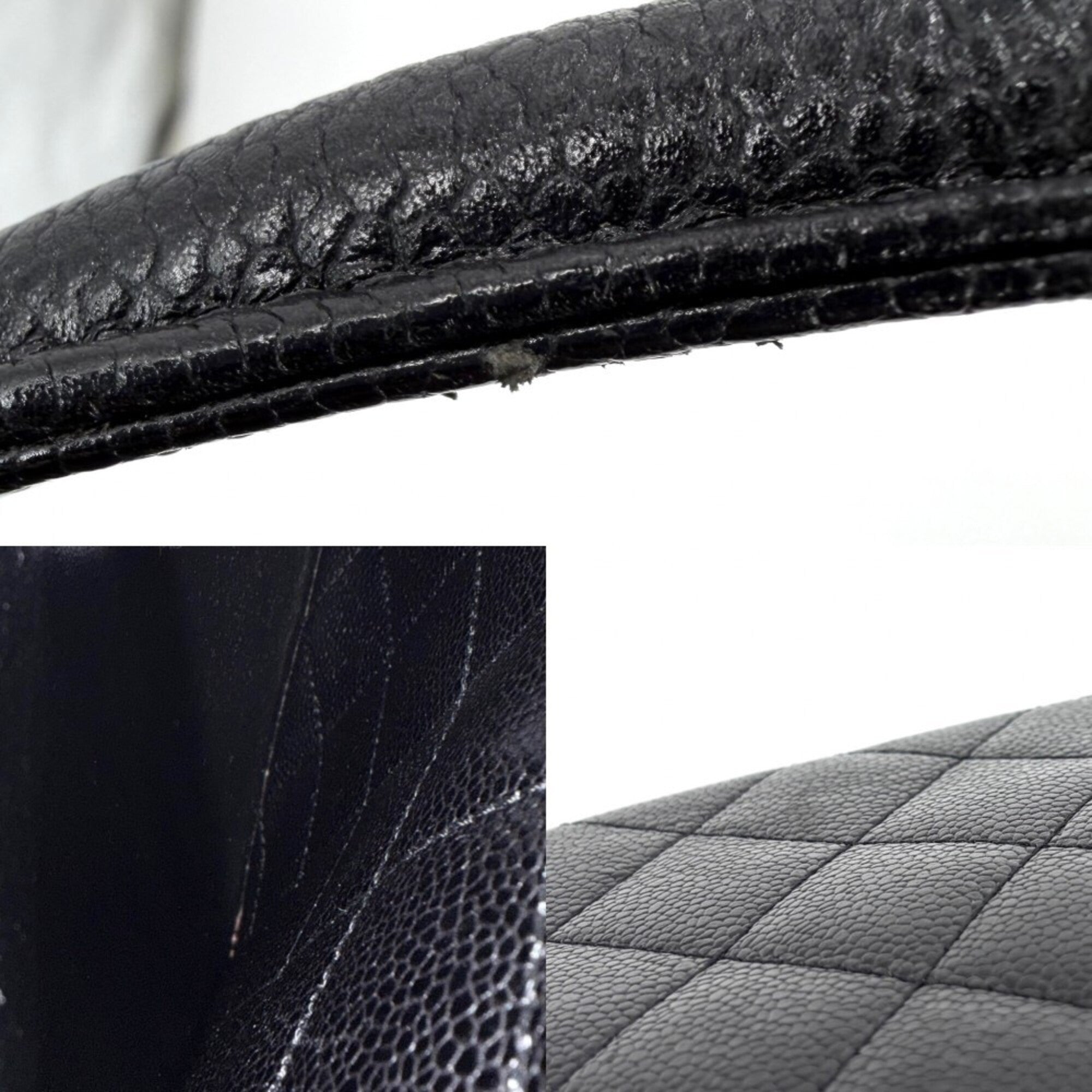 Chanel Matelasse Black Grained Calfskin Handbag (Pre-Owned)